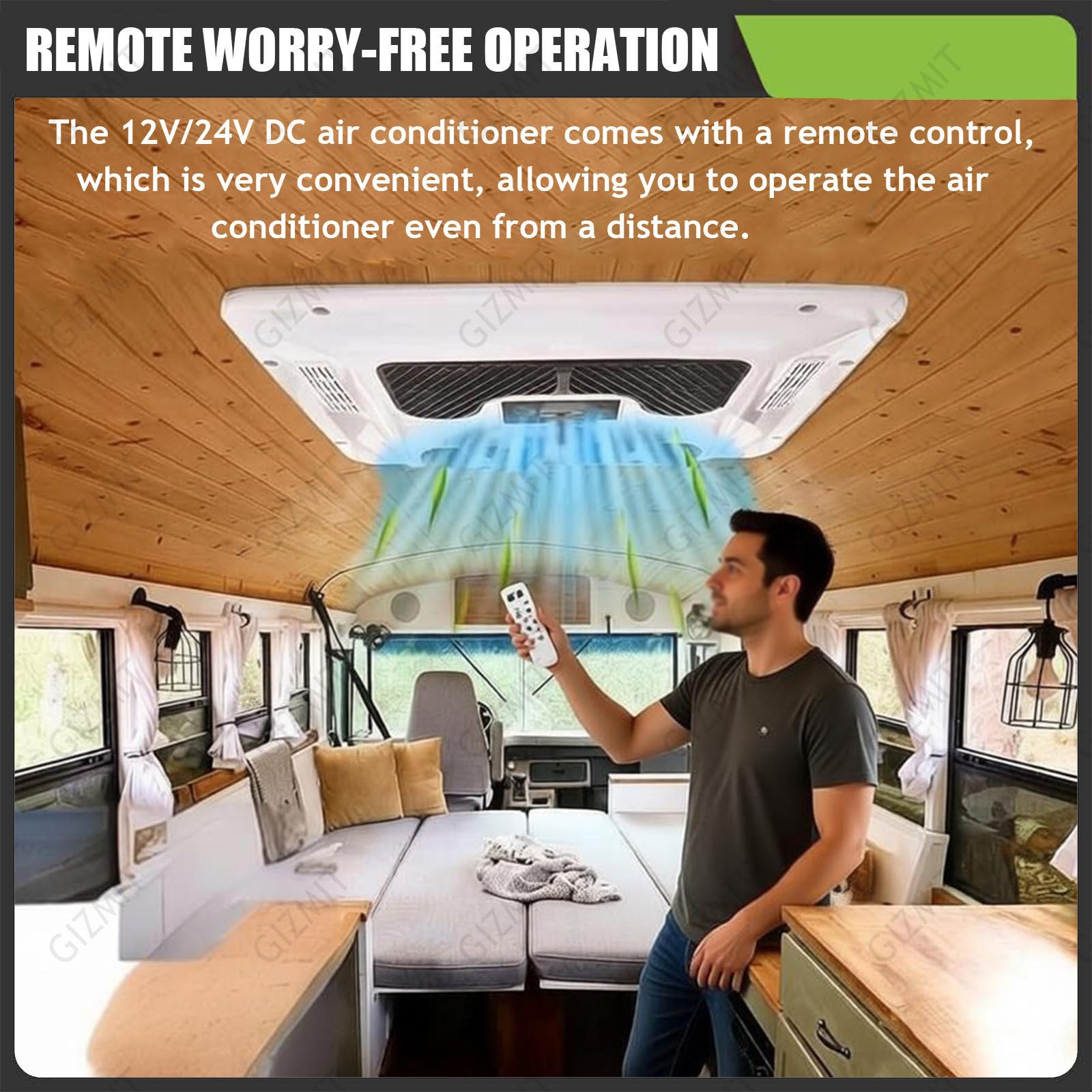Climatiseur de Toit pour Camping-Car, 12 V/24 V, avec Technologie Double onduleur, pour caravanes, Camping-Cars et camions. Consommation d'énergie Ultra-Faible. Télécommande Incluse 24V