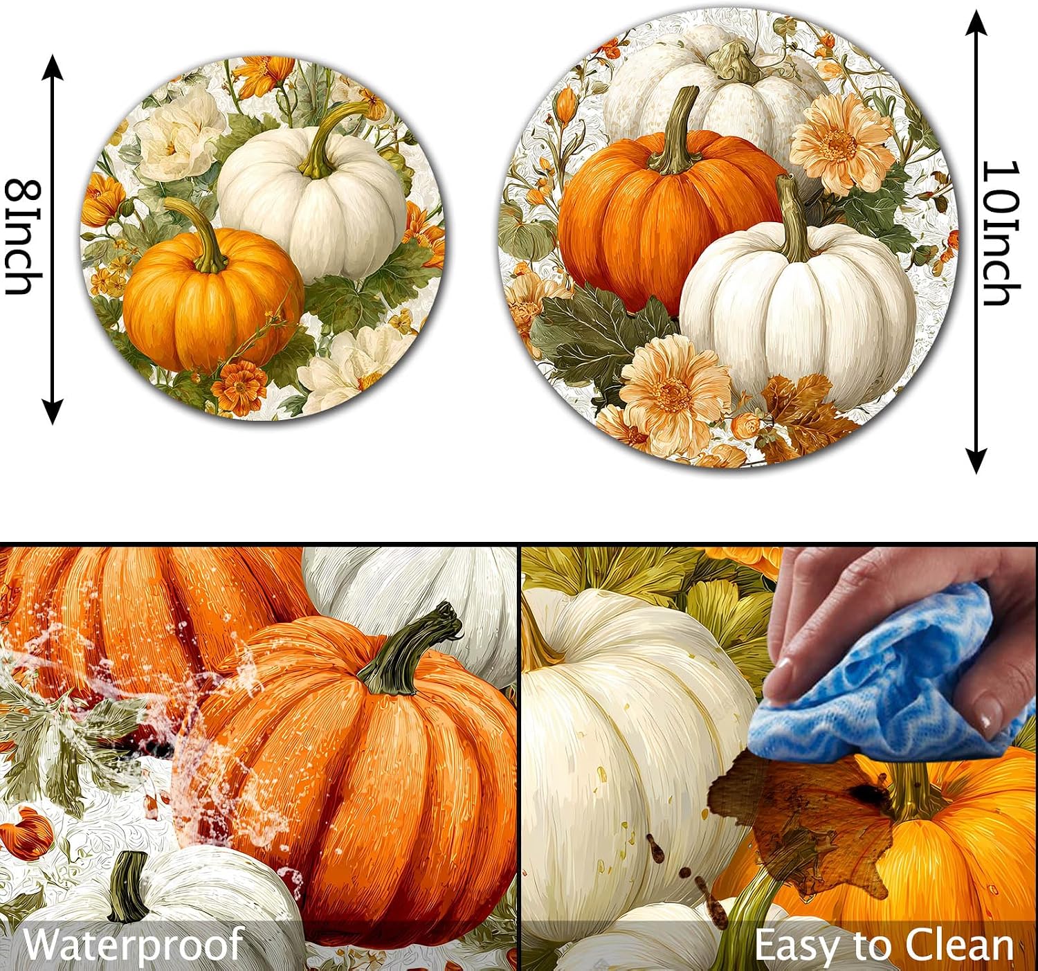 Autumn Pumkin Art Electric Stove Burner Covers,4 Pcs Tropical Flowers Stove Burner Covers,Happy Halloween Stove Burner Cover,8 Inch and 10 Inch, Fall Thankgiving Metal Cooktop Home kitchen Decorative