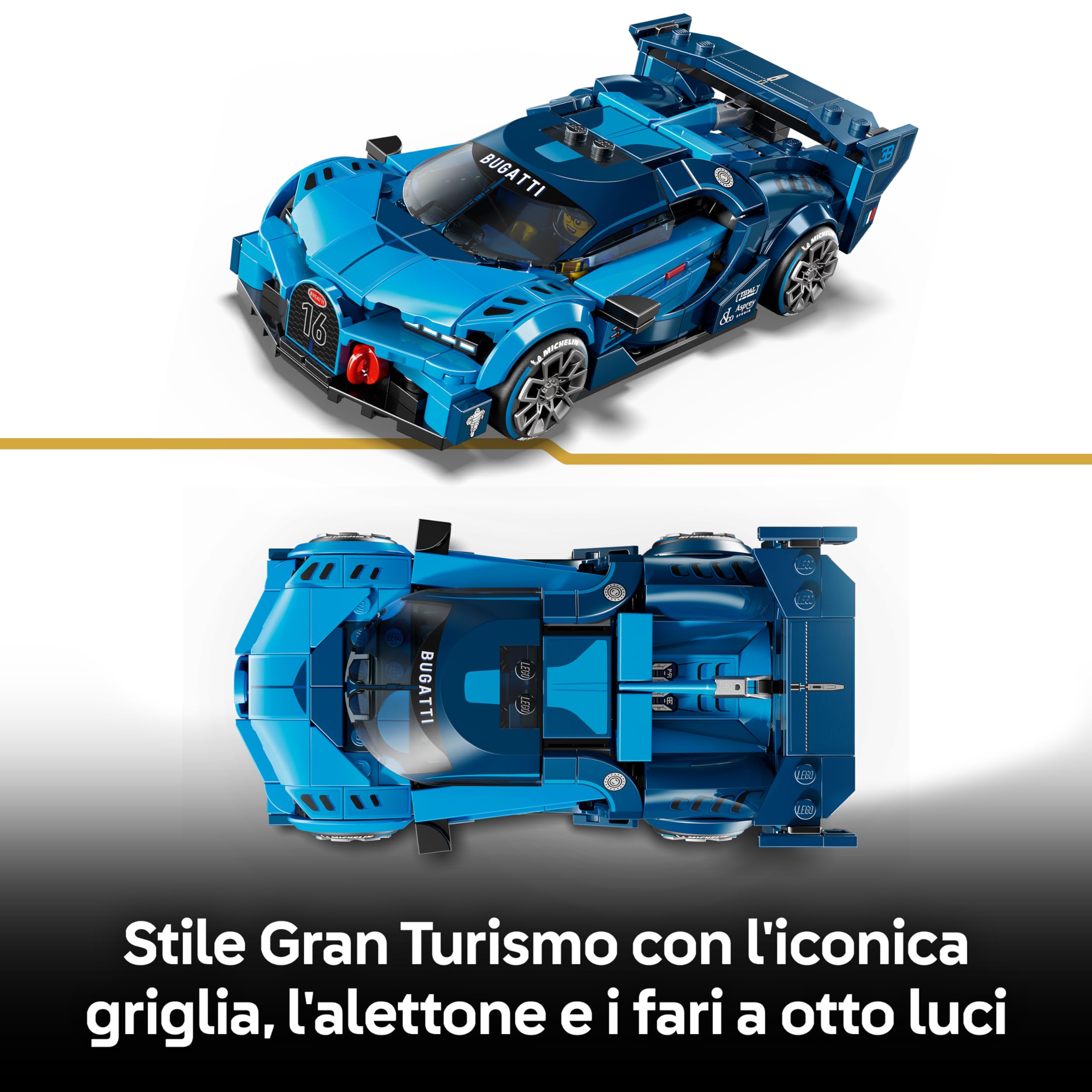 LEGO Speed Champions Super Auto Sportiva Bugatti Vision GT - Modello di Macchina Giocattolo con Minifigure da Collezione - Idea Regalo per Bambini da 9 Anni in su Fan degli Sport Motoristici - 77253