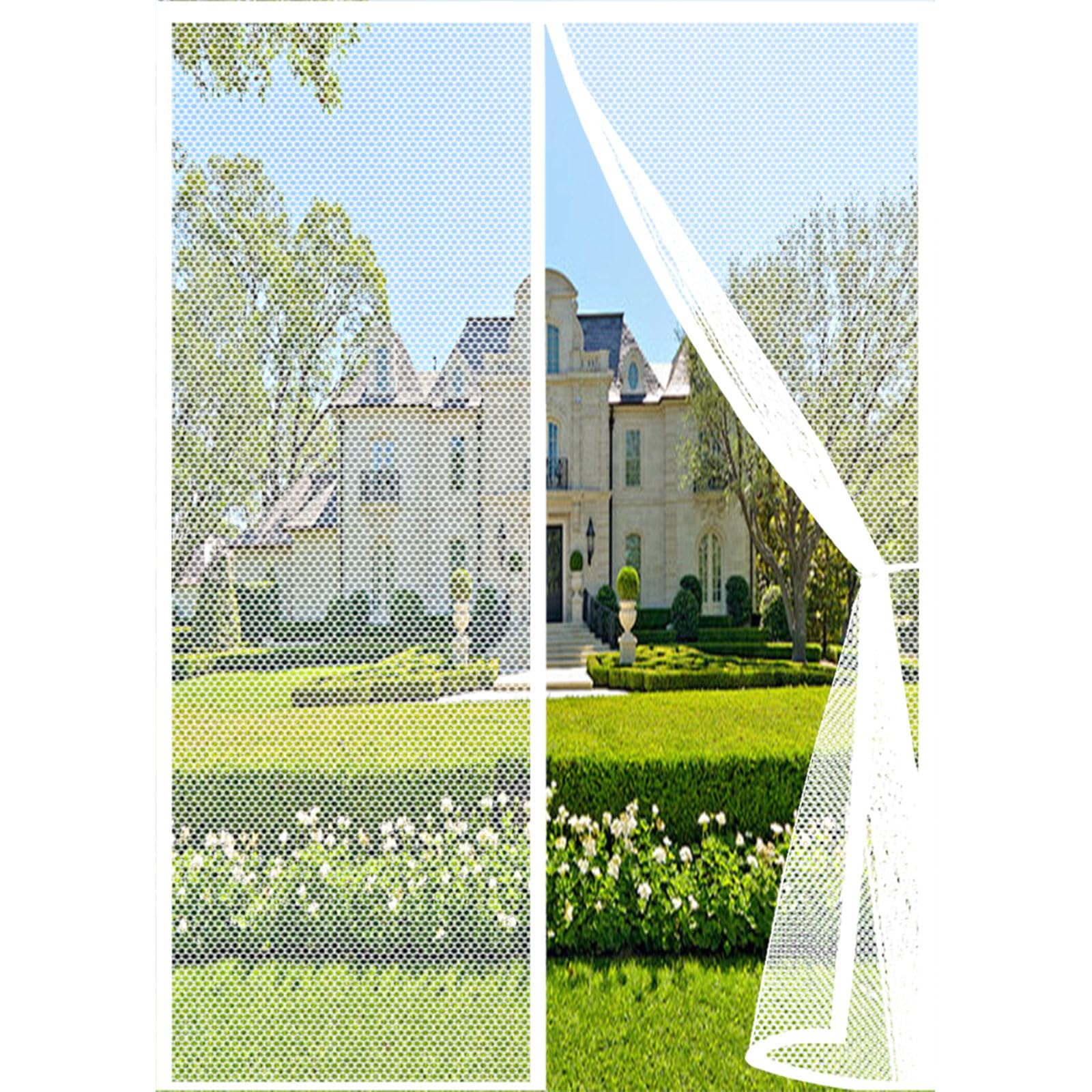 Guojun White Magnetic Screen Door 106 X 185 Cm Heavy Duty Self-Sealing No Gap Anti Mosquito Screen Mesh Curtain Hands Free No Drill Installation For Patio Bedroom Sliding Kitchen,