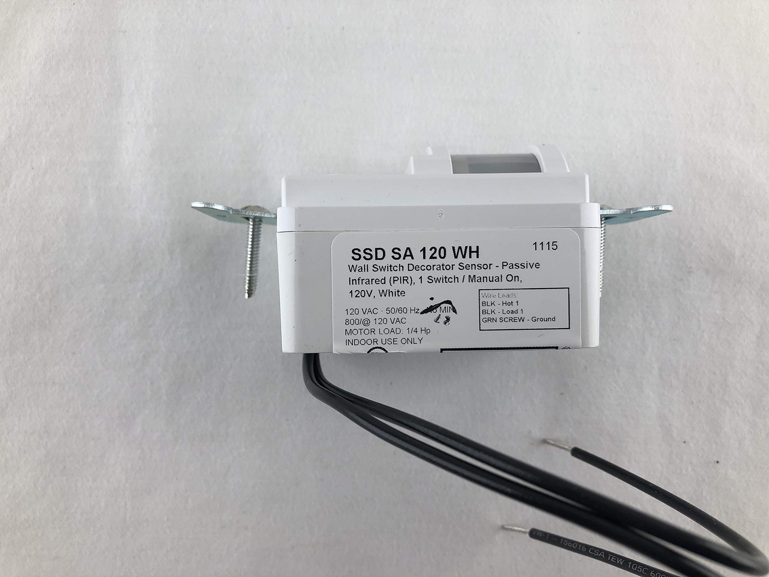 SensorSwitch SSD-SA-120-WH Decorator Sensor PIR, 120 vac, 1 Switch, Manual on, White