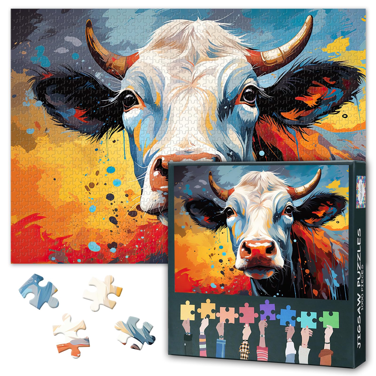 Cow Puzzles for Adults 1000 Pieces, Cattle Jigsaw Puzzles, Adult Puzzle for Adults, Educational Fun Games or Toys for Elders Friends 20X27 INCH โ image 1