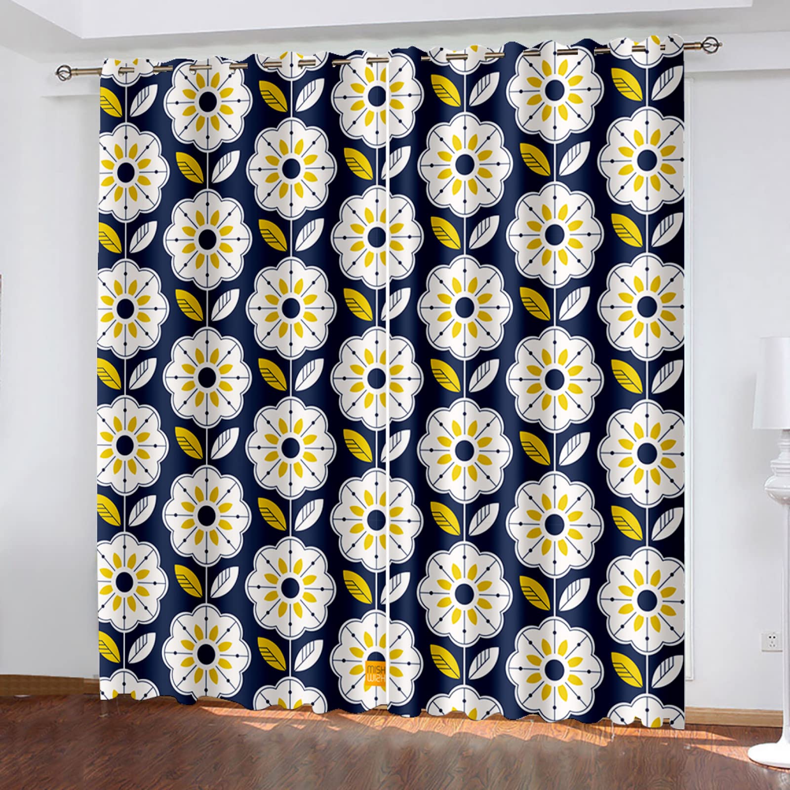 Vorhang Blickdicht Verdunklungsvorhänge Gardienen 2-SetBlume 150x166cm