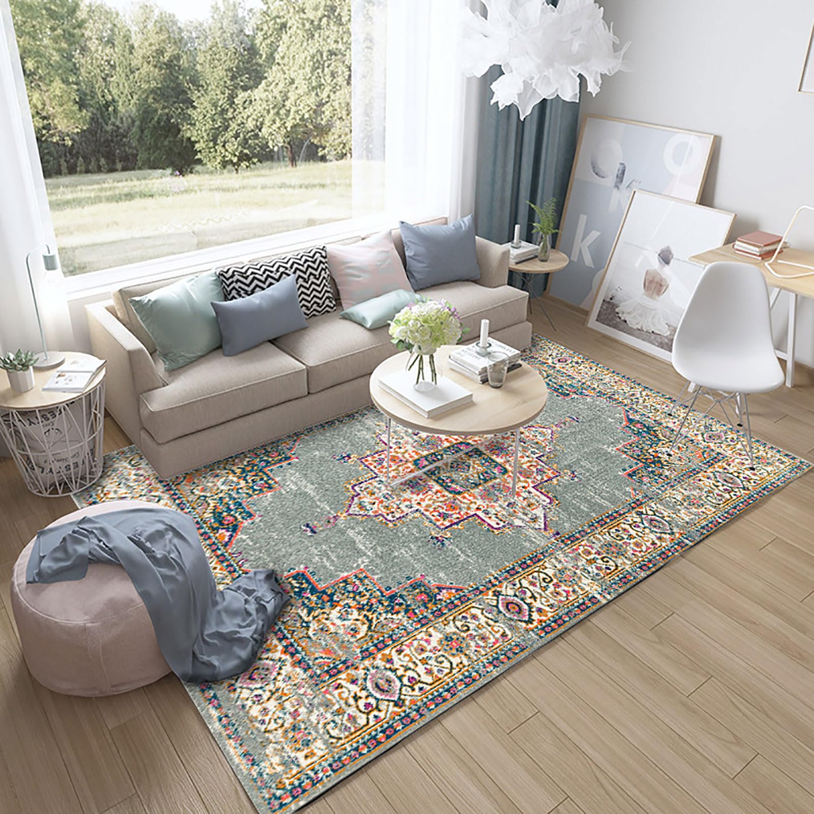 Tapis salon 150x200cm moquette déco gris chambre et cuisine