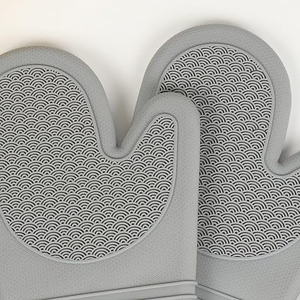 Ubersweet 2PCS Premium Oven Mitts Pot Holders Tool Pads for Grilling Cooking BBQ Gray