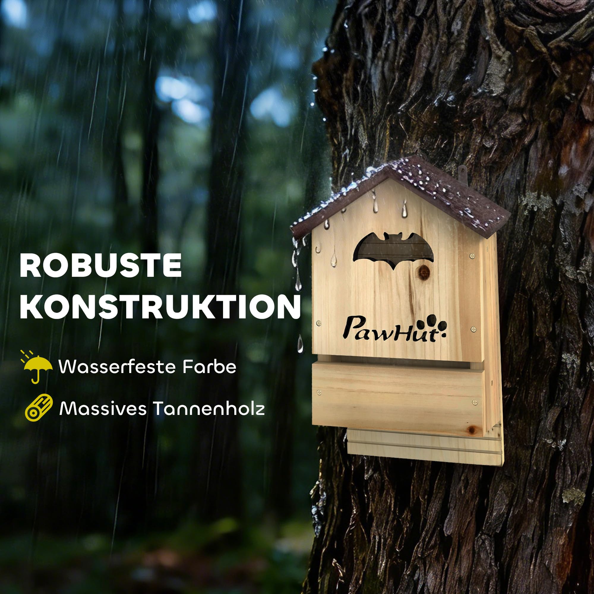 PawHut Fledermauskasten 3er Set aus Tannenholz Fledermaushaus Nistkasten für Fledermäuse zum Aufhängen für Gärten, Obstplantagen, Bauernhöfe 21,5 x 11,5 x 34 cm