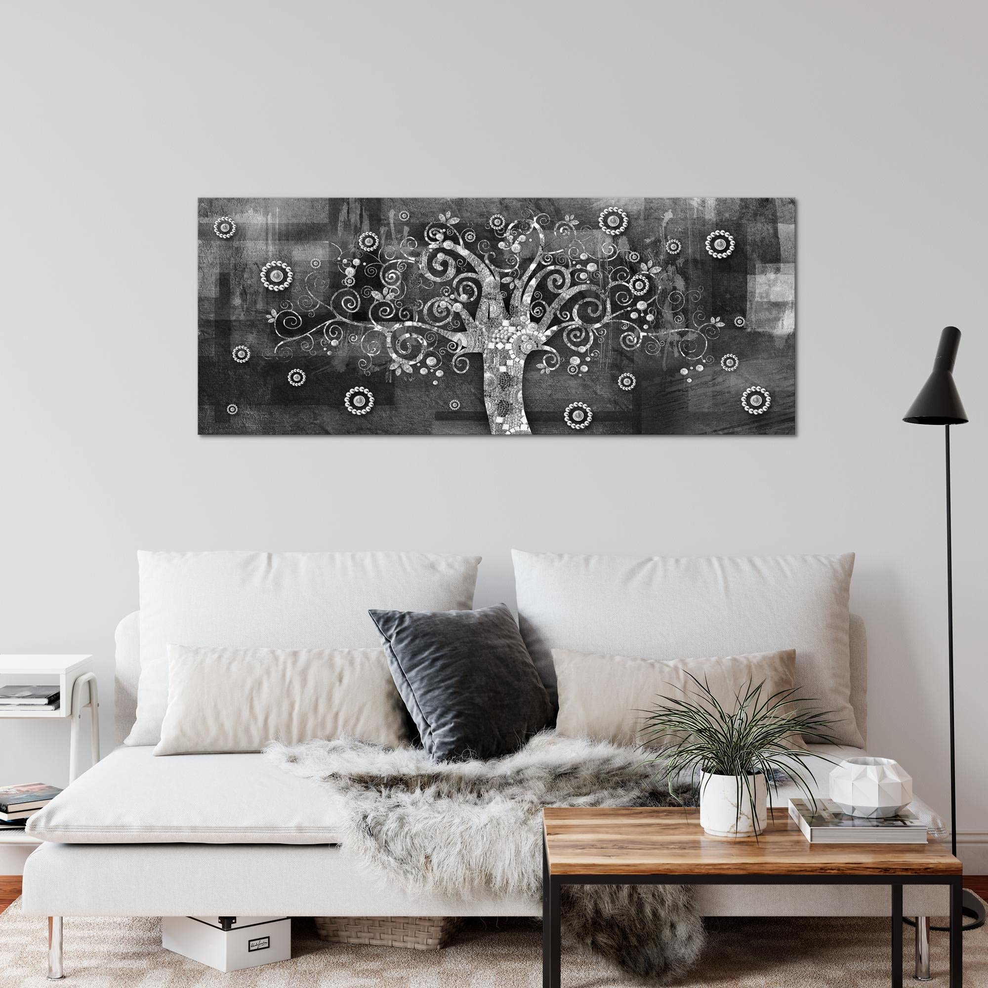 Runa Art Quadro Gustav Klimt Albero Della Vita - Tela Non Tessuta 100x40 Cm - XXL Made In Germany, Pronto Da Appendere