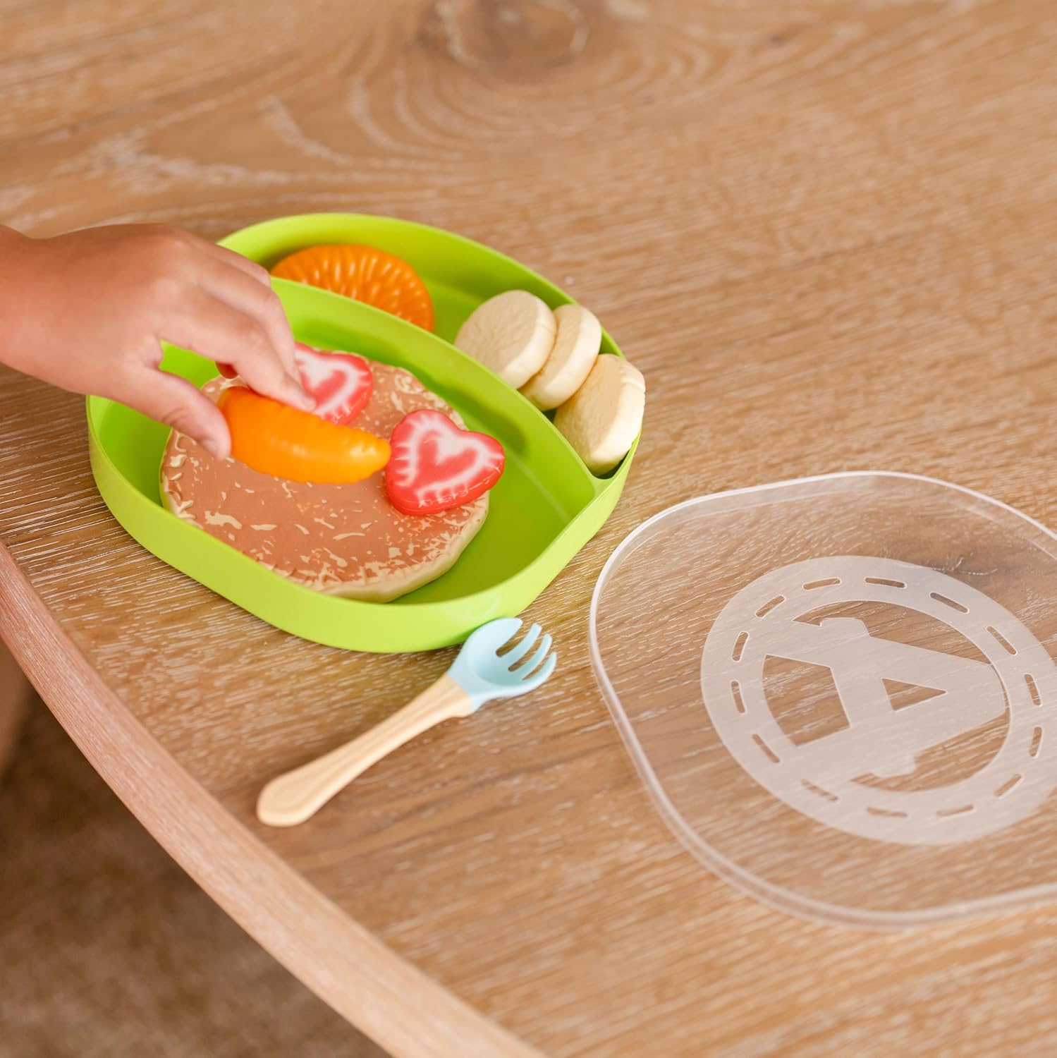 Play Kitchen Accessories for Toddlers 1-3, 11 Piece Play Food Set with Plastic Fruits, Fork & Plate, for Kids Kitchen Toys Food for Imaginative Fun.
