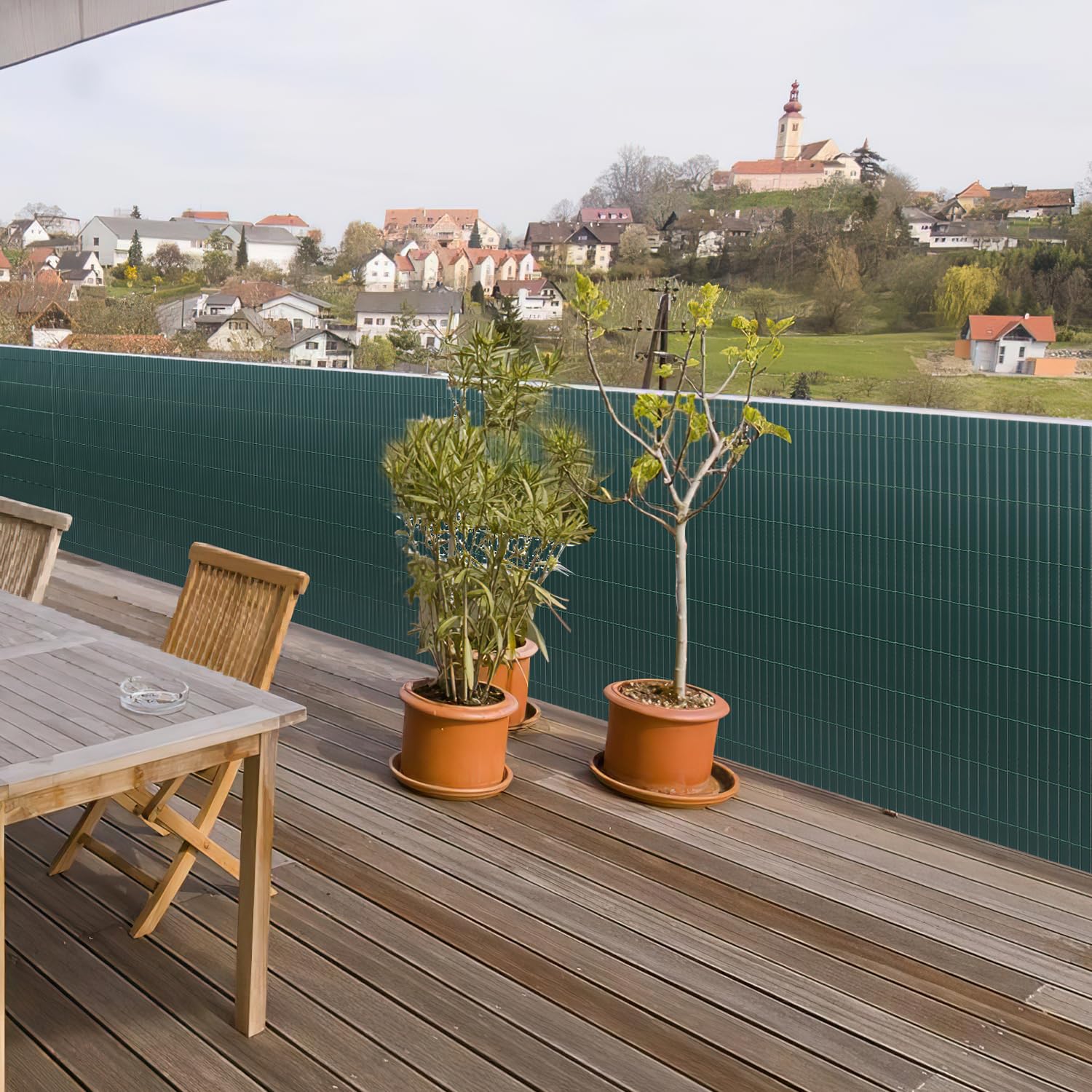 Mata maskująca z PCW 2X 90x500cm, odporna na wiatr, osłona przeciwwietrzna na balkon, potrójnie wzmocniony wzór do ogrodu, balkonu i tarasu, odporny na pleśń osłon przeciw spojrzeniom, z