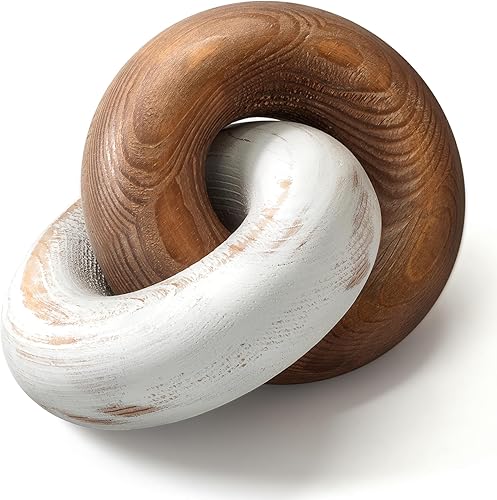 Miniatura 9 de EOSAHR Decoración de Nudo de Madera de Pino Boho - Decoración de Eslabones de Cadena de Madera para Mesa de Café, Estante de Libros y Mesa Auxiliar