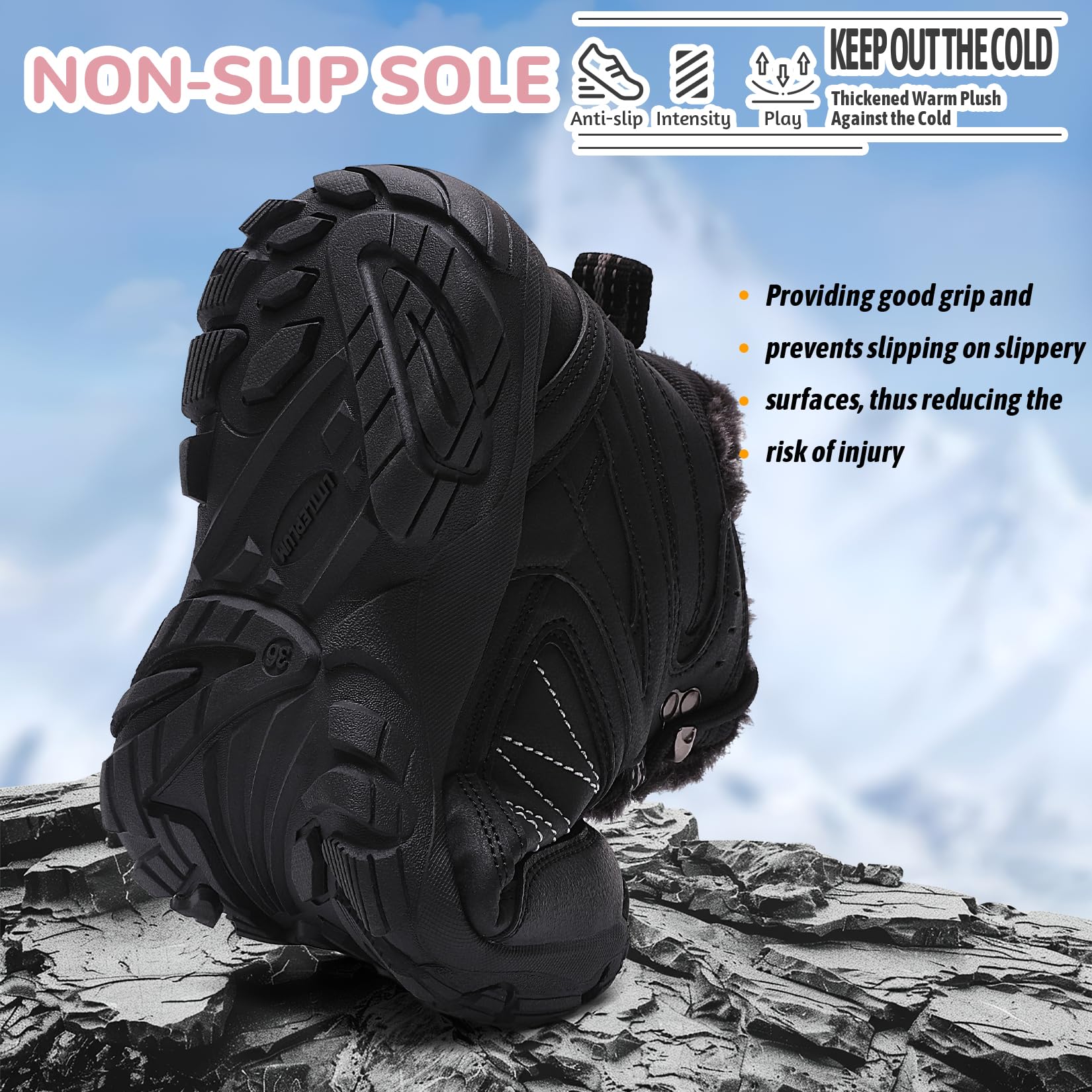 ASHION Botas Mujer Calzado Algodón Botas Invierno Trekking Nieve Botas Relleno Caliente,Negro, 41 EU