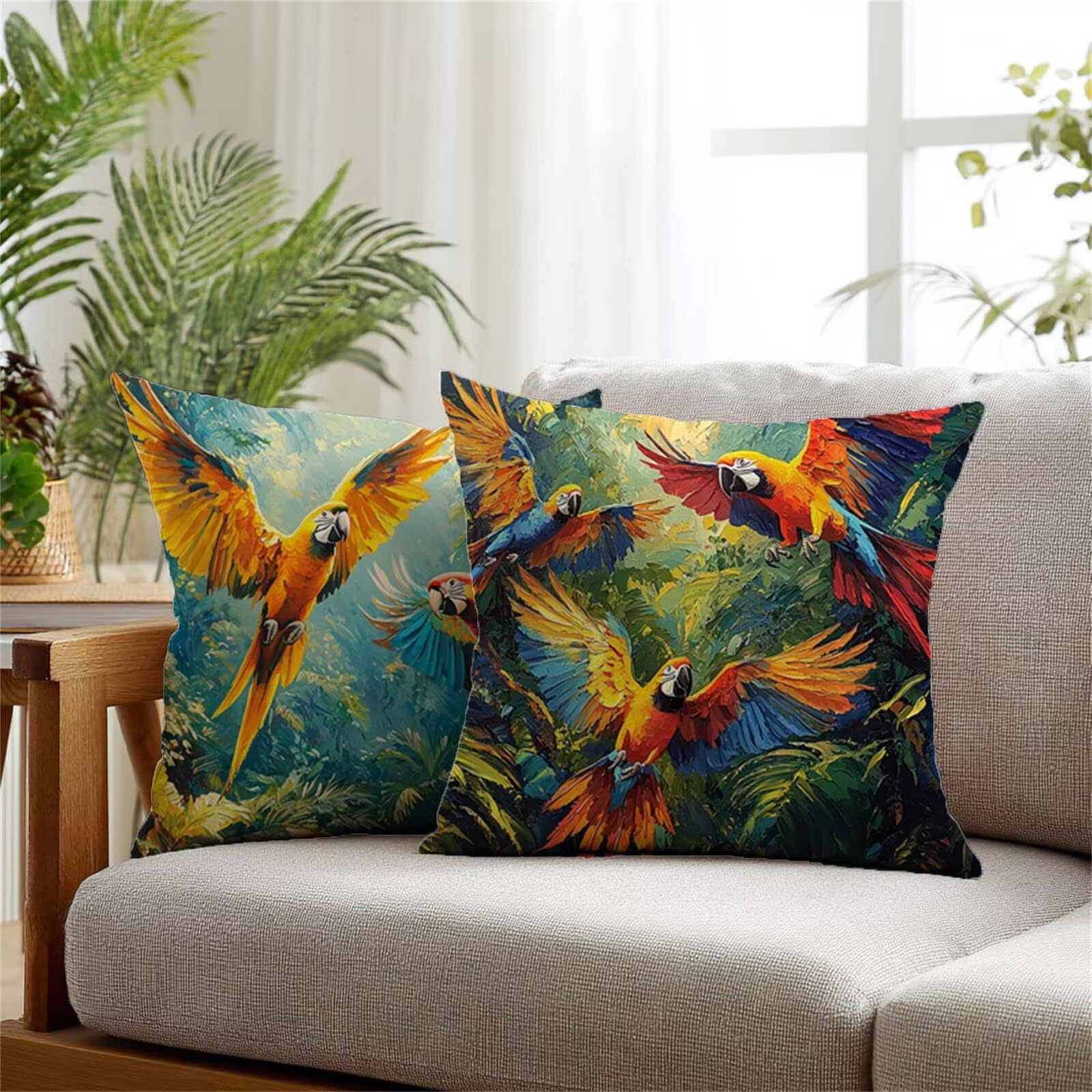 Housse coussin 80x80cm imperméable vert pour sublimer votre décoration de jardin en automne