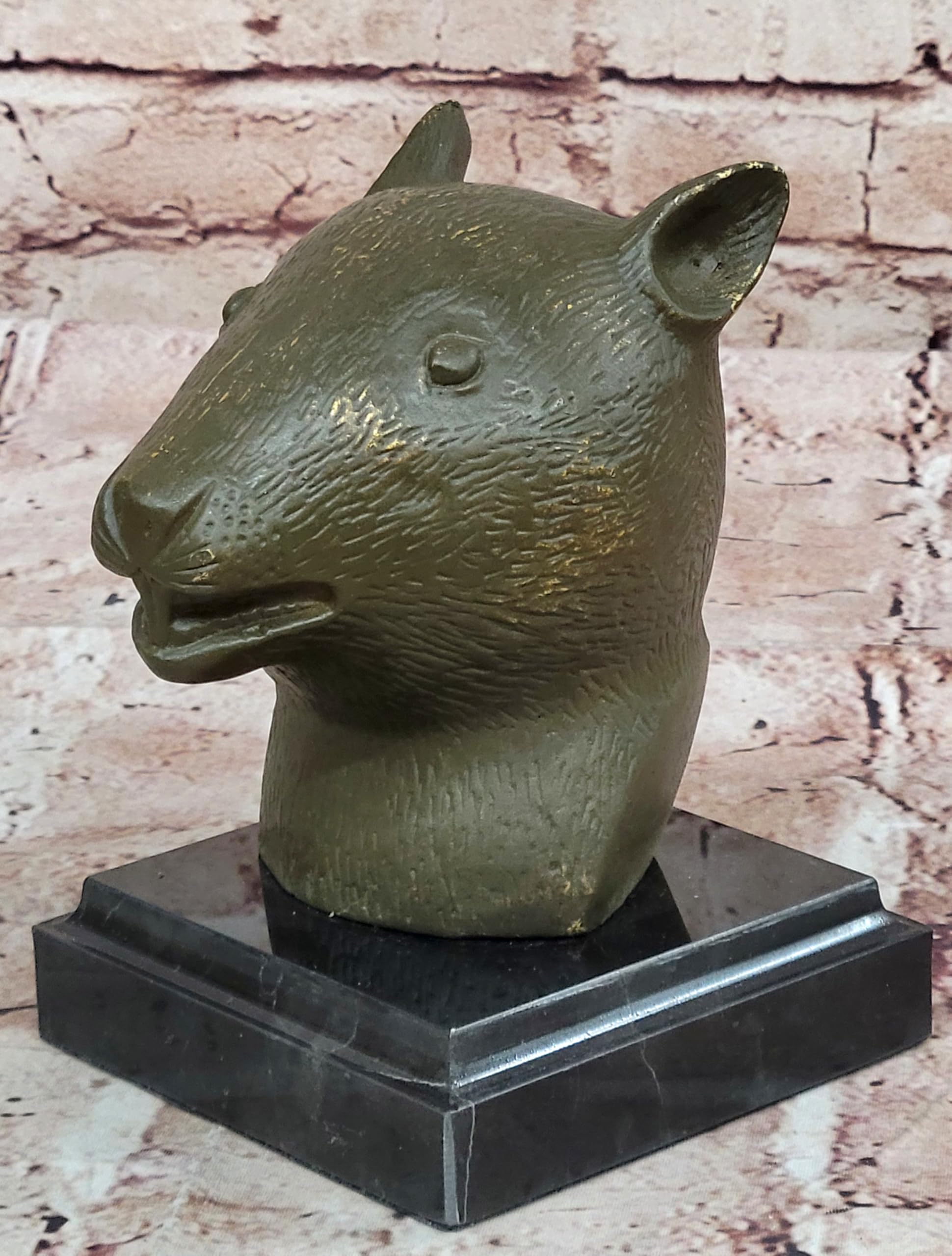 Bronze Sculpture Statue of Rat Head Bust for Cabin Office Decor Charming Artwork Handmade Deal Artwork Gift by Think Bronze
