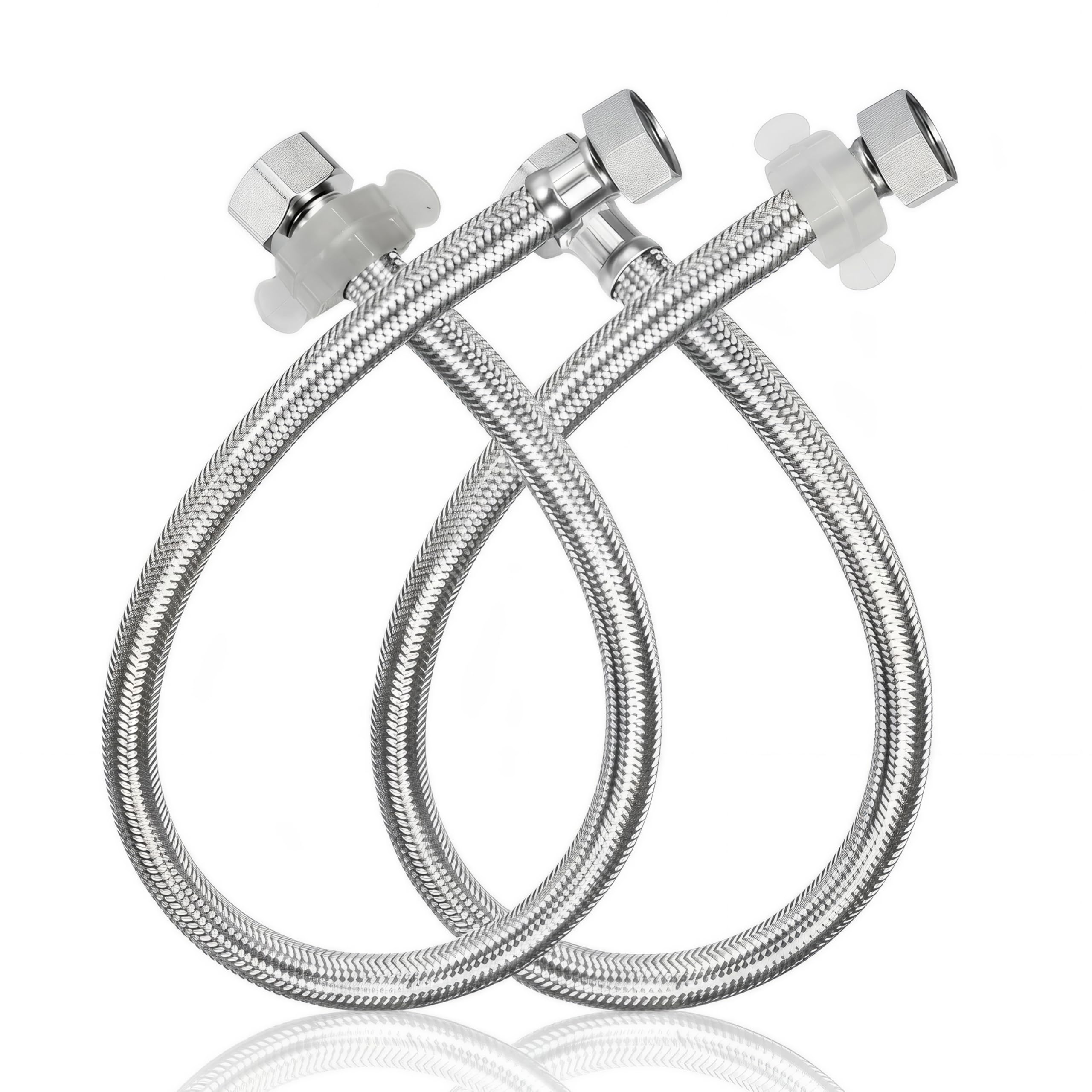 Plantex High Grade Stainless Steel Connection Pipe For Water Heater Geyser/18 Inch Hot & Cold Water Pipe/Suitable for Mixer Faucet/Geysers/Sink - G1/2 Thread Size Set of 2 (Chrome)-image-12