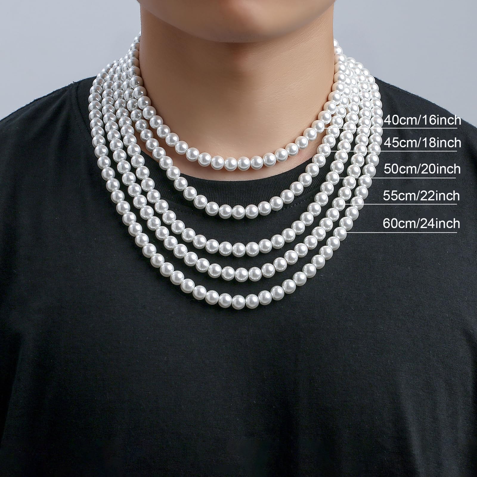 Collana Di Perle 6/8 mm Collana Girocollo Di Perle Per Uomini E Donne 40/45/50/55 cm Collana Lunga Di Perle Bianche Collana Di Perle Regali Gioielli Per Uomini