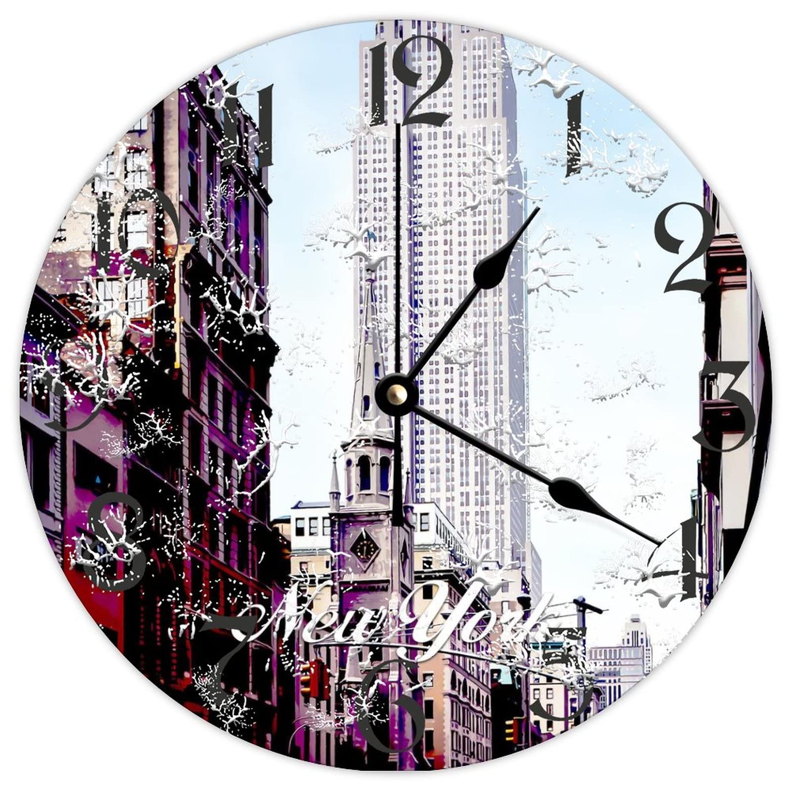 Cadeau rétro horloge New York en bois personnalisée maison