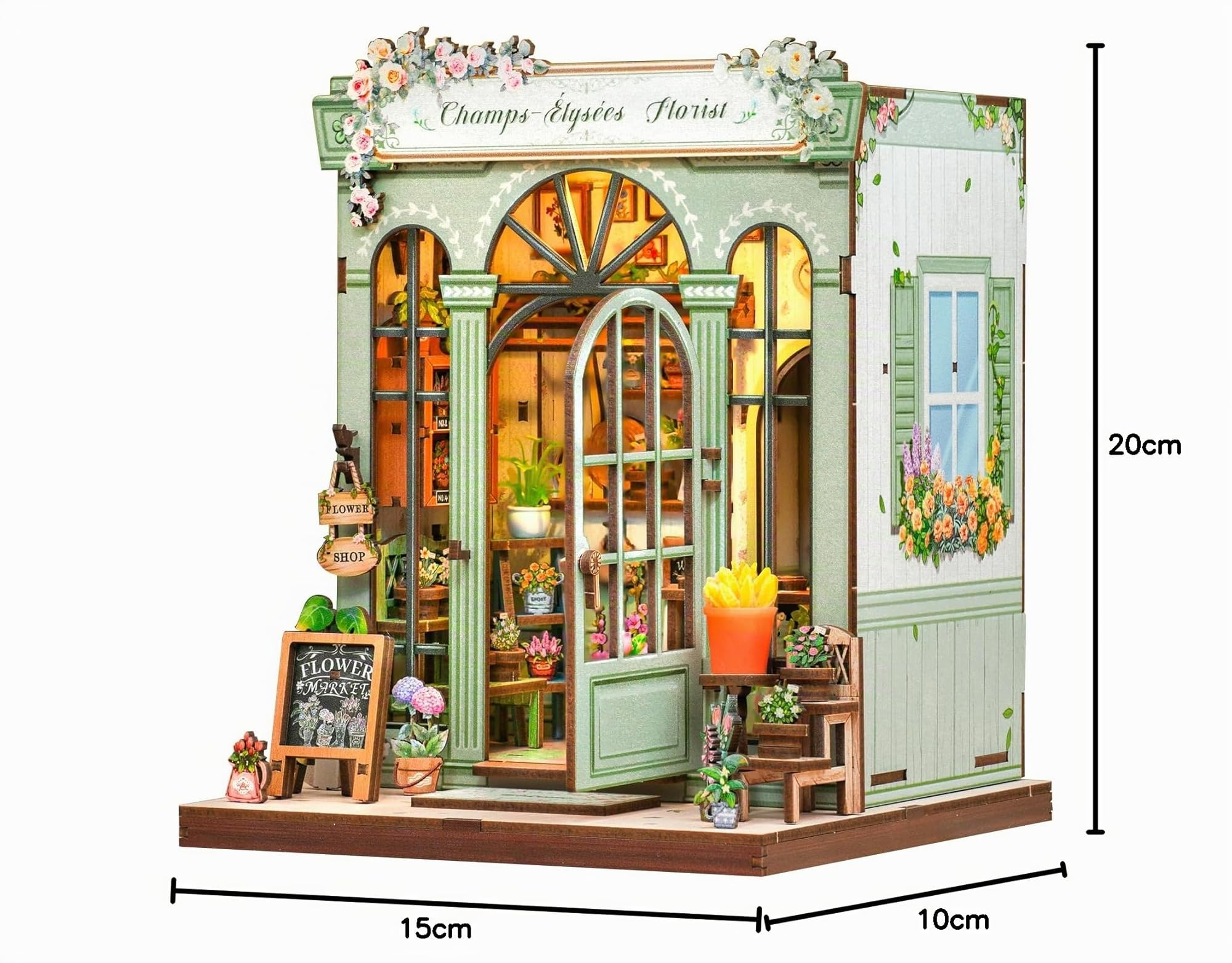 CUTEBEE Kit Angolo Libro - Casa delle Bambole Fai da Te, Casa in Miniatura Fai da Te per Adulti, Set Creativo 3D di Puzzle in Legno e Fermalibri per Decorazione della Libreria | Regalo, 199 Pezzi