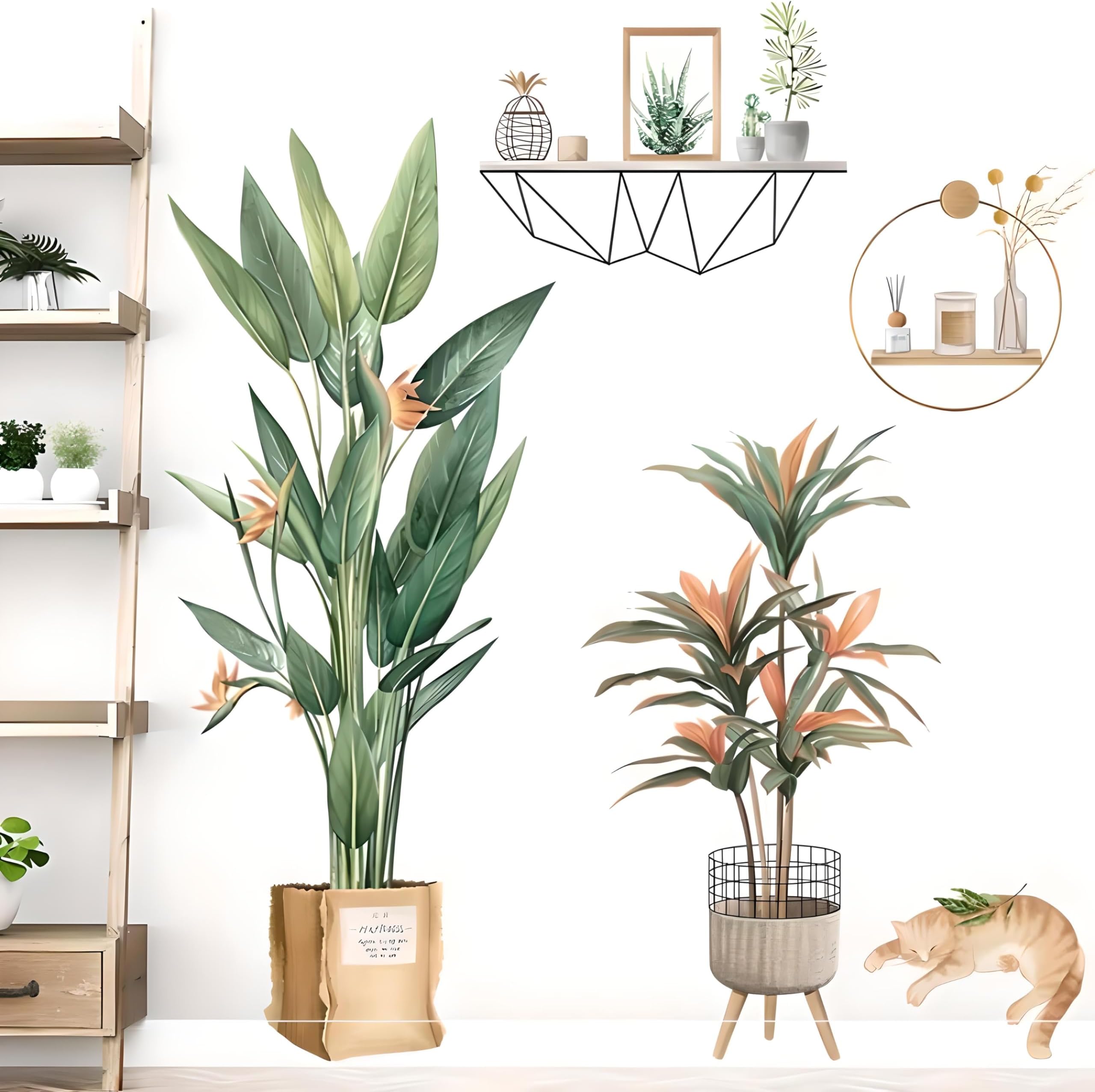 INDIAN ROYALS Potted Plants Stickers for Walls of Home, Wall Stickers for Living Room, Wall stickeres for Home, Wall Painting, Living Room wallstickers (30 CM x 90 CM)-Self-Adhesive