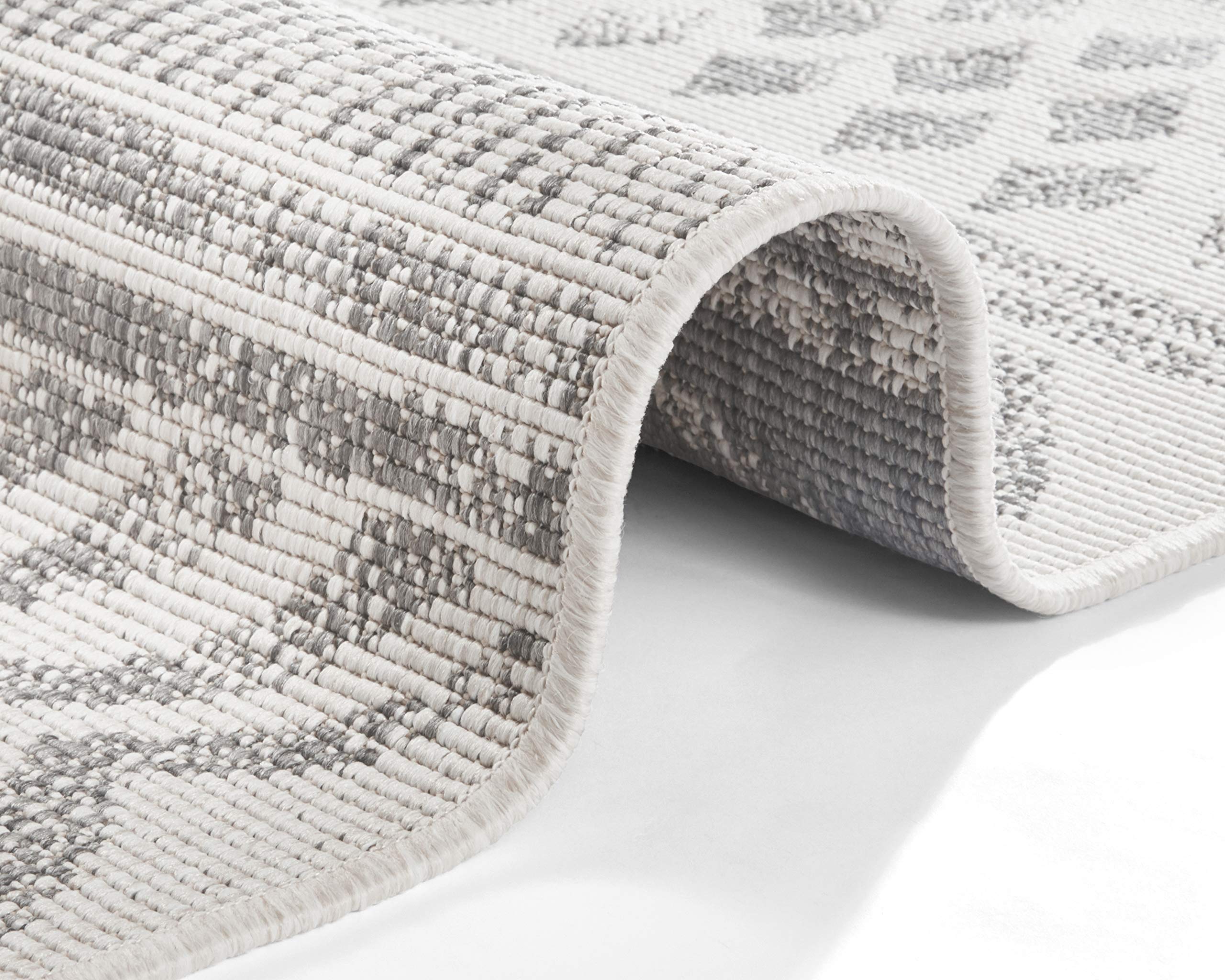 NORTHRUGS Biri tapijt voor binnen en buiten, omkeerbaar tapijt, weerbestendig, boho-stijl, vintage design, loper voor balkon, terras, tuin, serre, woonkamertapijt, waterdicht, in groen en crème, 120 x NORTHRUGS Biri tapijt voor binnen en buiten, omkeerbaar tapijt, weerbestendig, boho-stijl, vintage design, loper voor balkon, terras, tuin, serre, woonkamertapijt, waterdicht, in groen en crème, 120 x