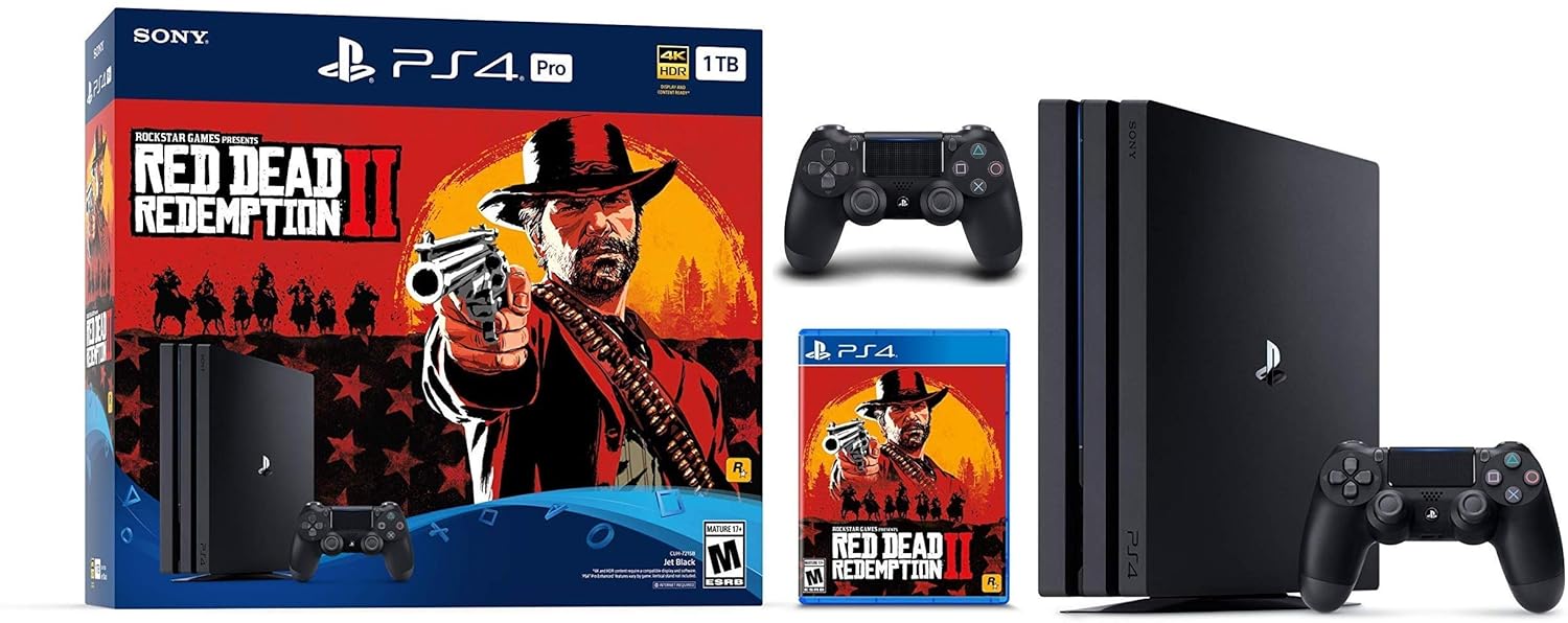 Product image of Sony PlayStation 4 Pro 1TB SSD Console - Red Dead Redemption 2 Game Bundle with DualShock-4 Wireless Controller, AMD 8 Cores Processor (Renewed)