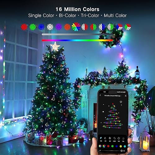 Miniatura 3 de Brizled Luces de Navidad RGB, 164 pies, 498 luces LED inteligentes controladas por aplicación, luces de Navidad que cambian de color regulables,