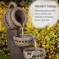 Vista 8 de LuxenHome - Fuente de agua para exteriores, jarras en cascada de poliresina de 5 niveles, fuentes y cascadas, decoración de fuente de agua