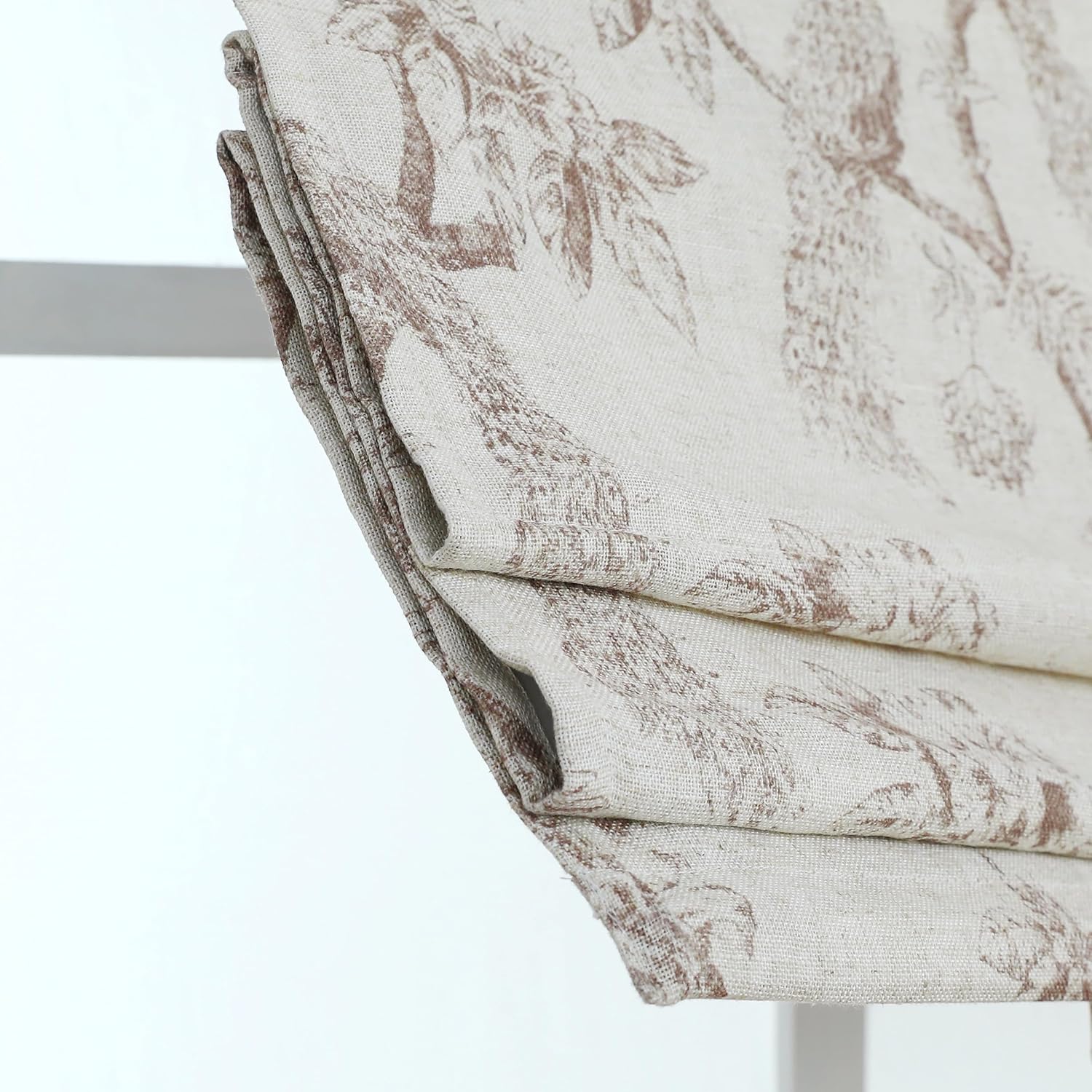 Everyday Celebration Peacock 100% Blackout Dual Layered Pull-Down Roman Shade for Windows, Peacock Pattern Printed on Natural Fabric Roman Shades for Home 34" W x 64" H Cocao