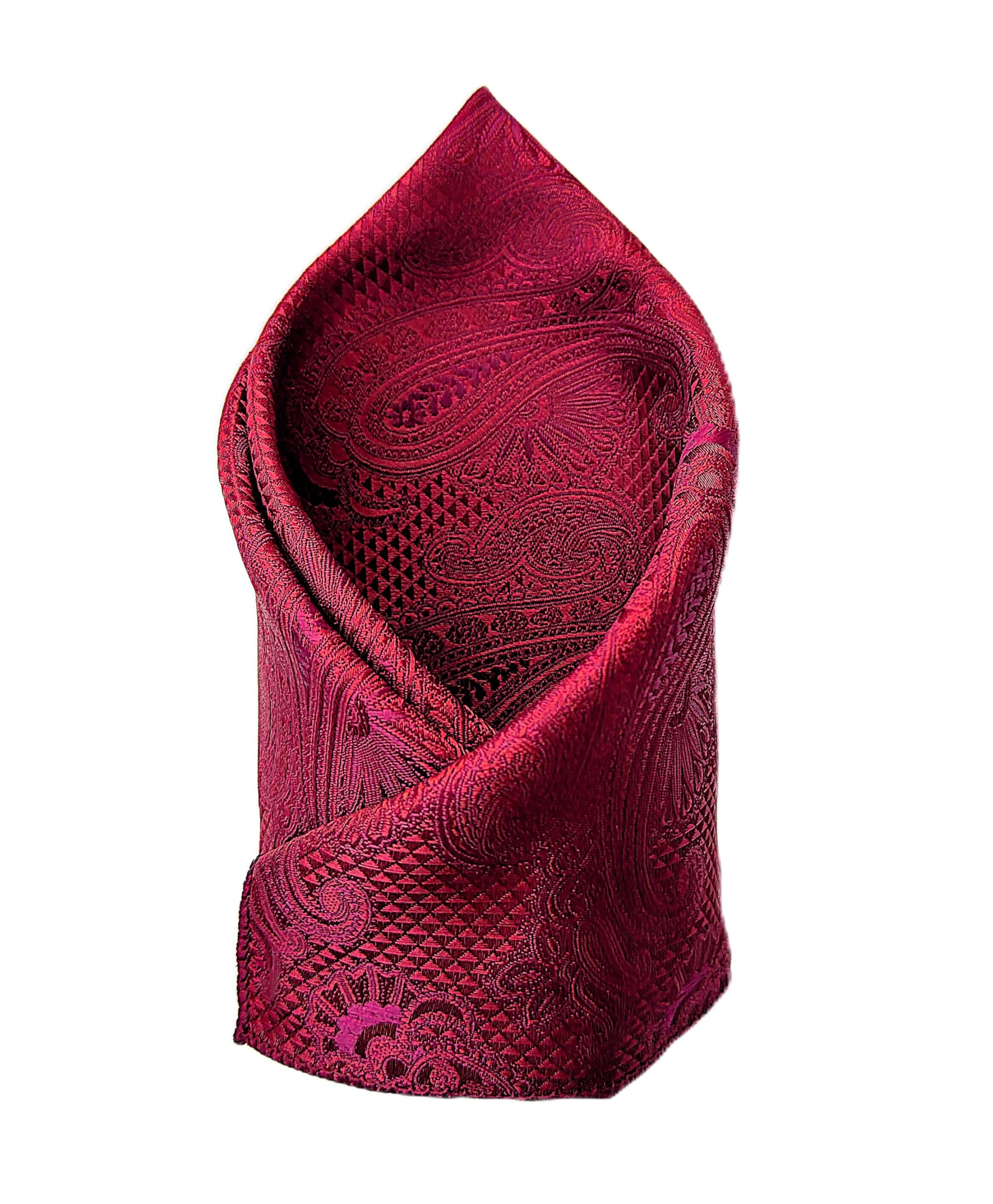 voici France Men's Designer Pocket Square Paisley Satin Microfiber Free Size (Burgundy)-picture-52