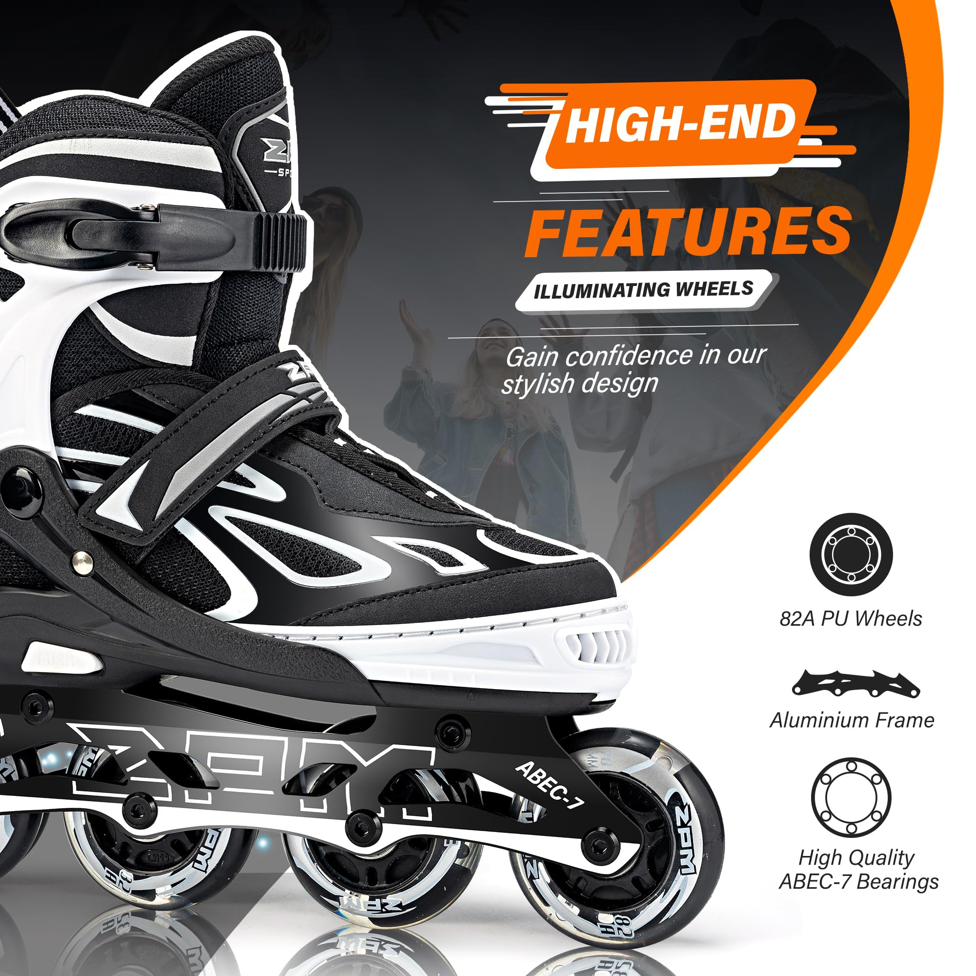 2PM SPORTS Brice Pattini in Linea Regolabili, Divertente Inline Skates per Bambina e Bambino e Bambini e Ragazzi