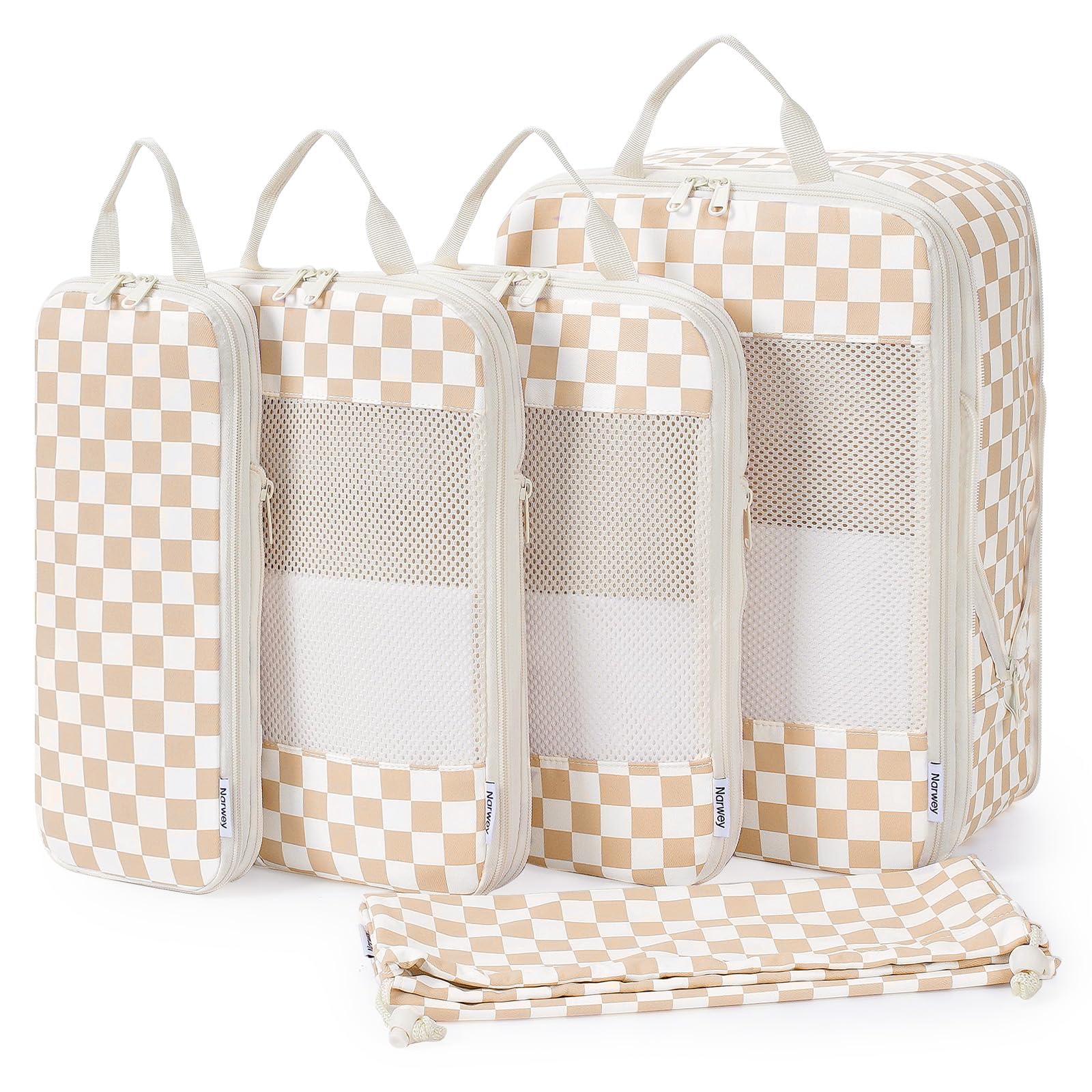 Narwey Compression Packing Cubes for Women Kids, Travel Organizer Bags