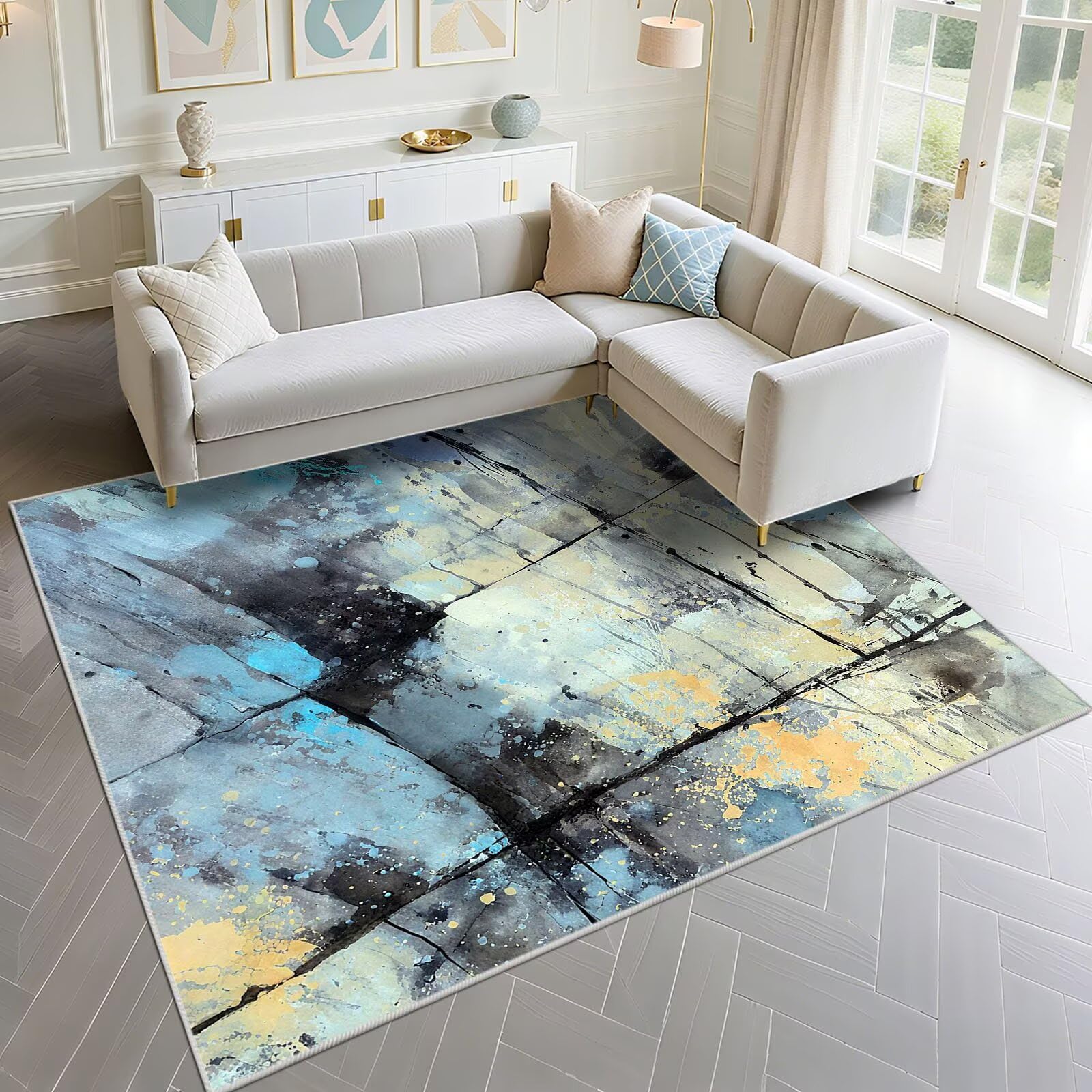 Panneau acoustique deco chambre ado abstrait bleu 100x120