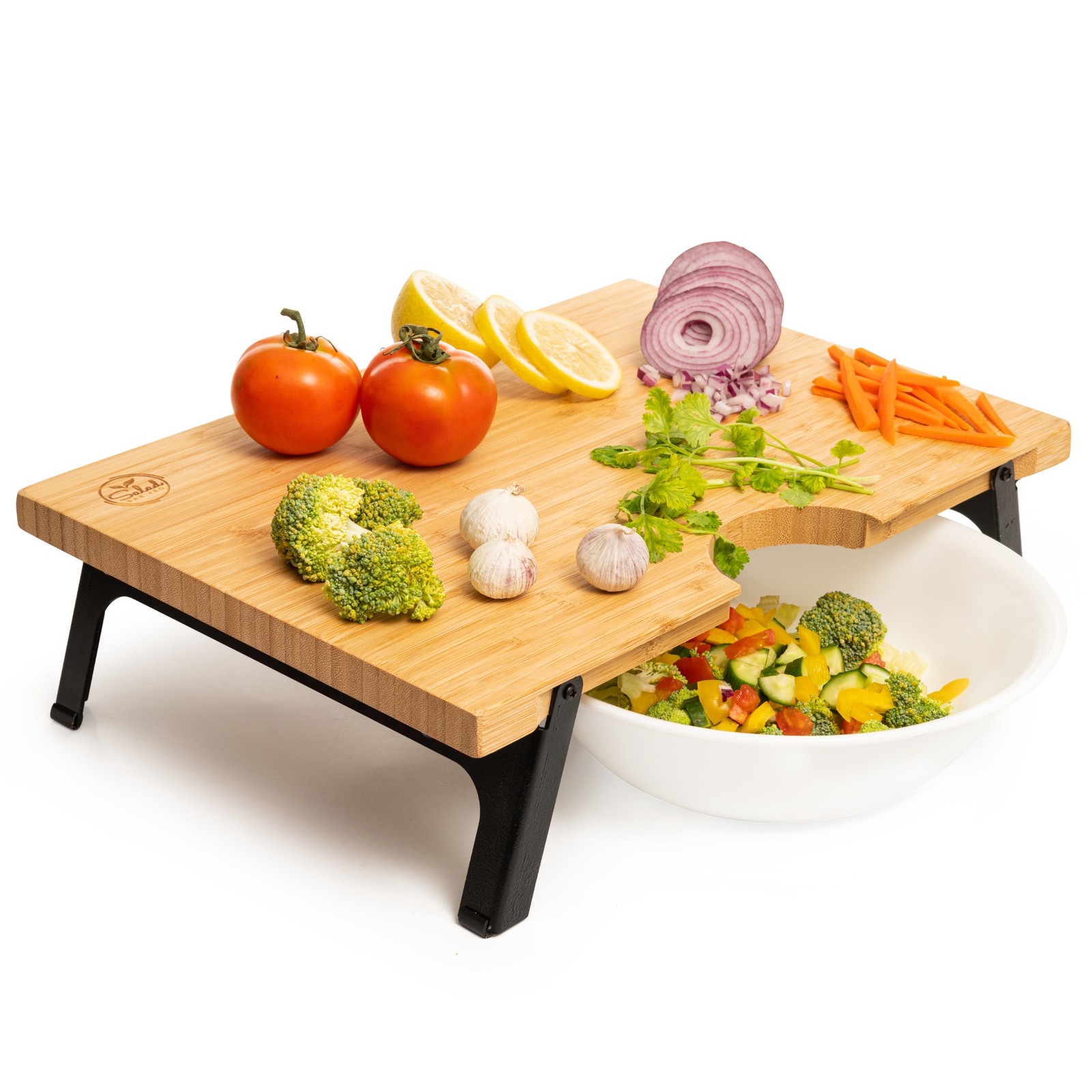 Tabla de cortar rectangular de bambú 42x29 cm con patas miniatura 7