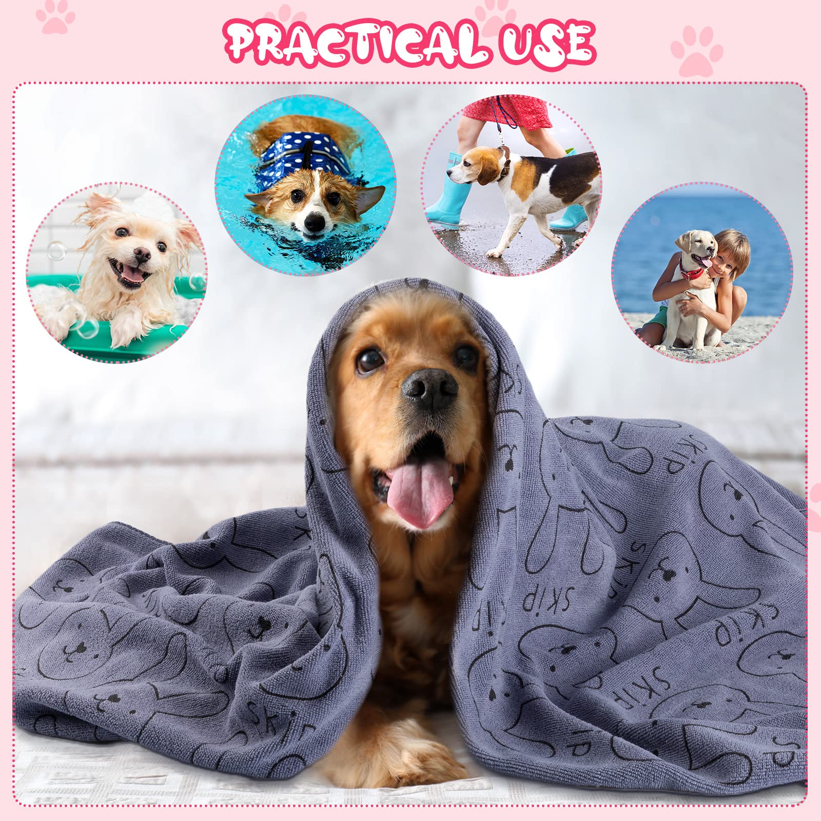 Tatuo Lot de 22 serviettes de bain absorbantes en microfibre à séchage rapide pour chien de petite, moyenne et grande taille - Motif lapin - 50,8 x 101,6 cm