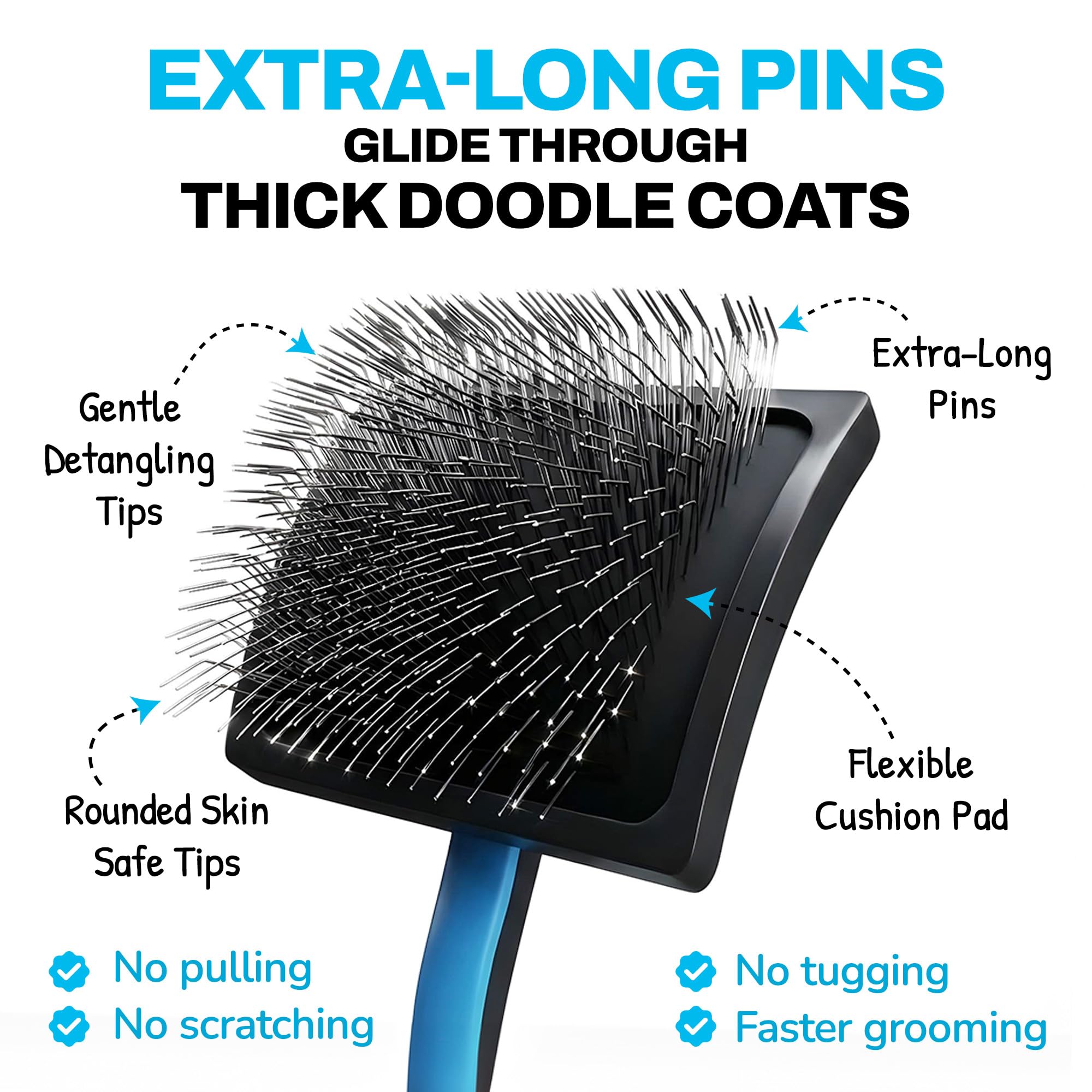 The Doodle Brush Brosse de Toilettage pour Chiens et Peigne Métallique en Acier Inoxydable Brosse pour Doodle, Poodle, Goldendoodle, Démêle Poils, Élimine Nœuds, Perte de Poils et Emmêlés