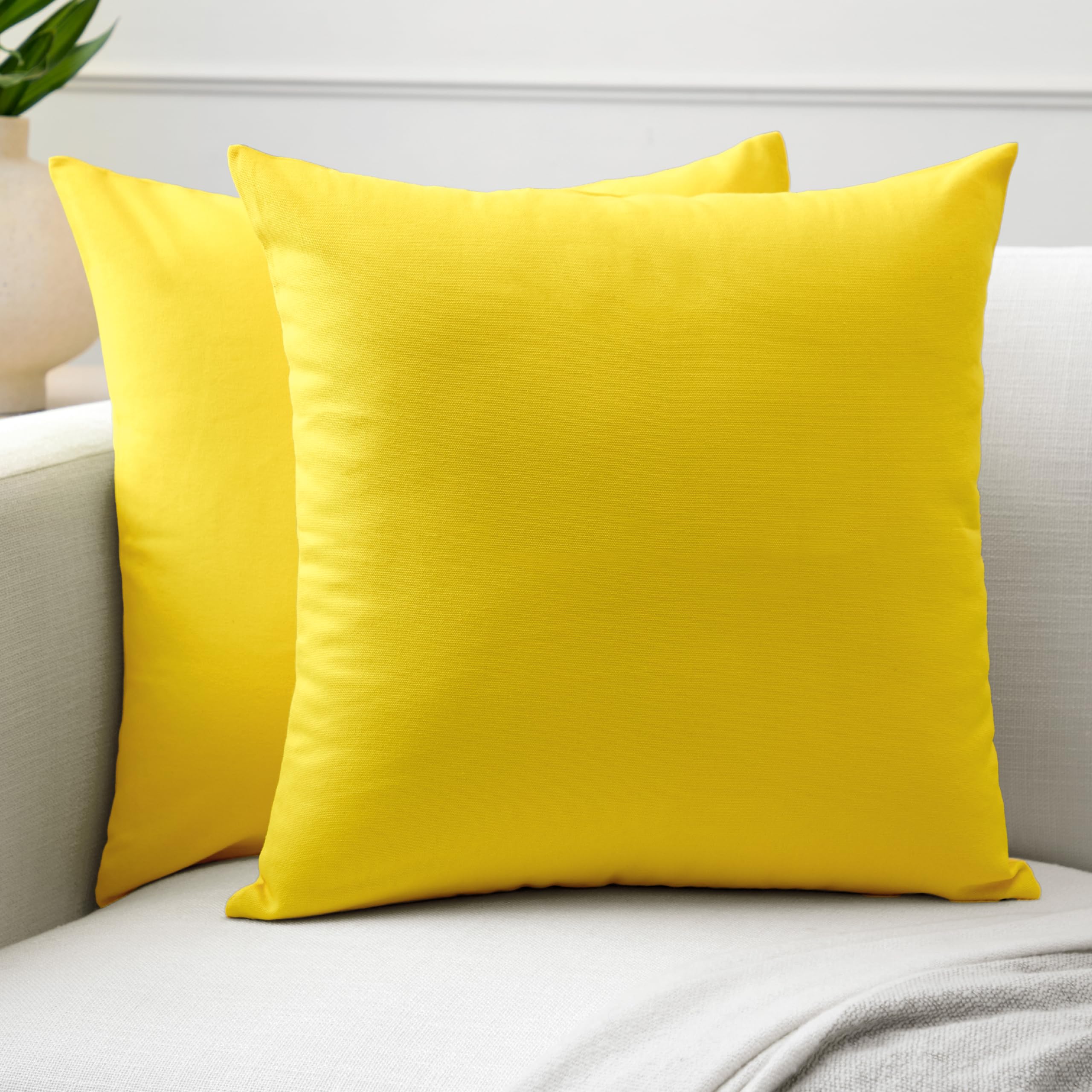 Encasa XO Throw Pillow Covers 26x26 in Set of 2 Sunbeam Yellow | No Inserts | Cotton Pillow Covers for Living Room, Bed, Sofa, Couch | Decorative