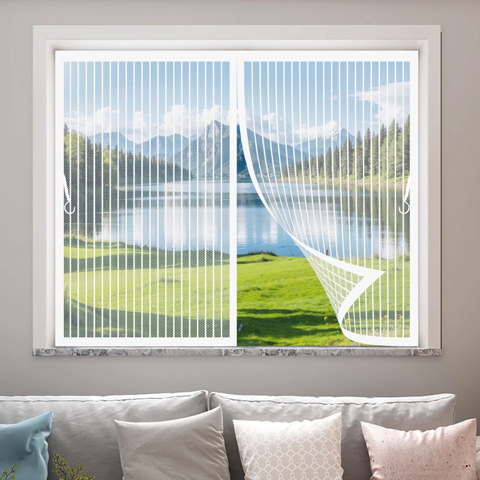 Moustiquaire aimantée 100x60 cm blanche avec joint magnétique haute durabilité