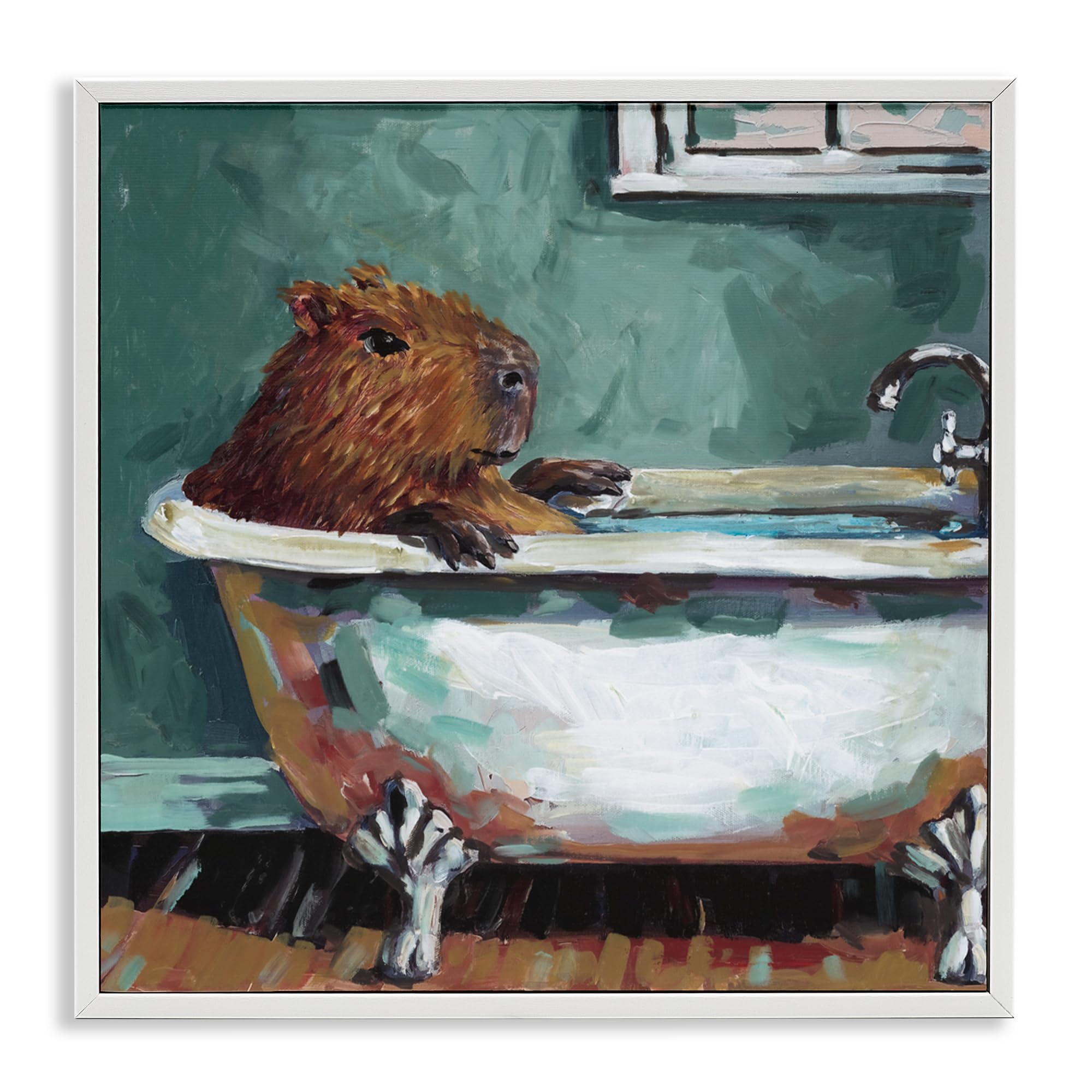 Stupell Industries Capybara in Bubble Bath White Framed Giclee Art, design by Studio Bautista, 17 x 17