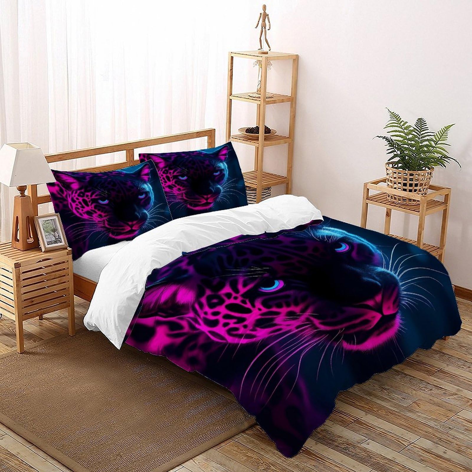 Housses de couettes léopard néon microfibre pour stopper le linge froissé sur lit super king