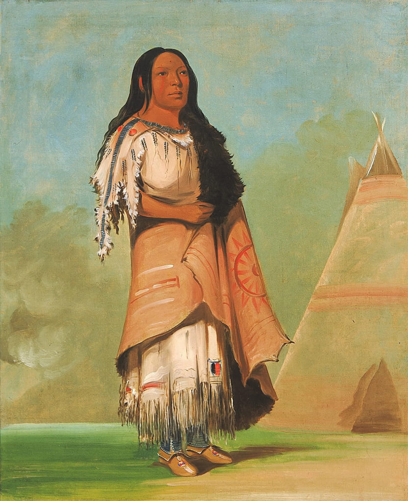 ARTXLXXBN Famous Painting Art Wall Decor Abstract Art Picture Woman Who Strikes Many by George Catlin Animal Pictures for Home Decor 60x90cm