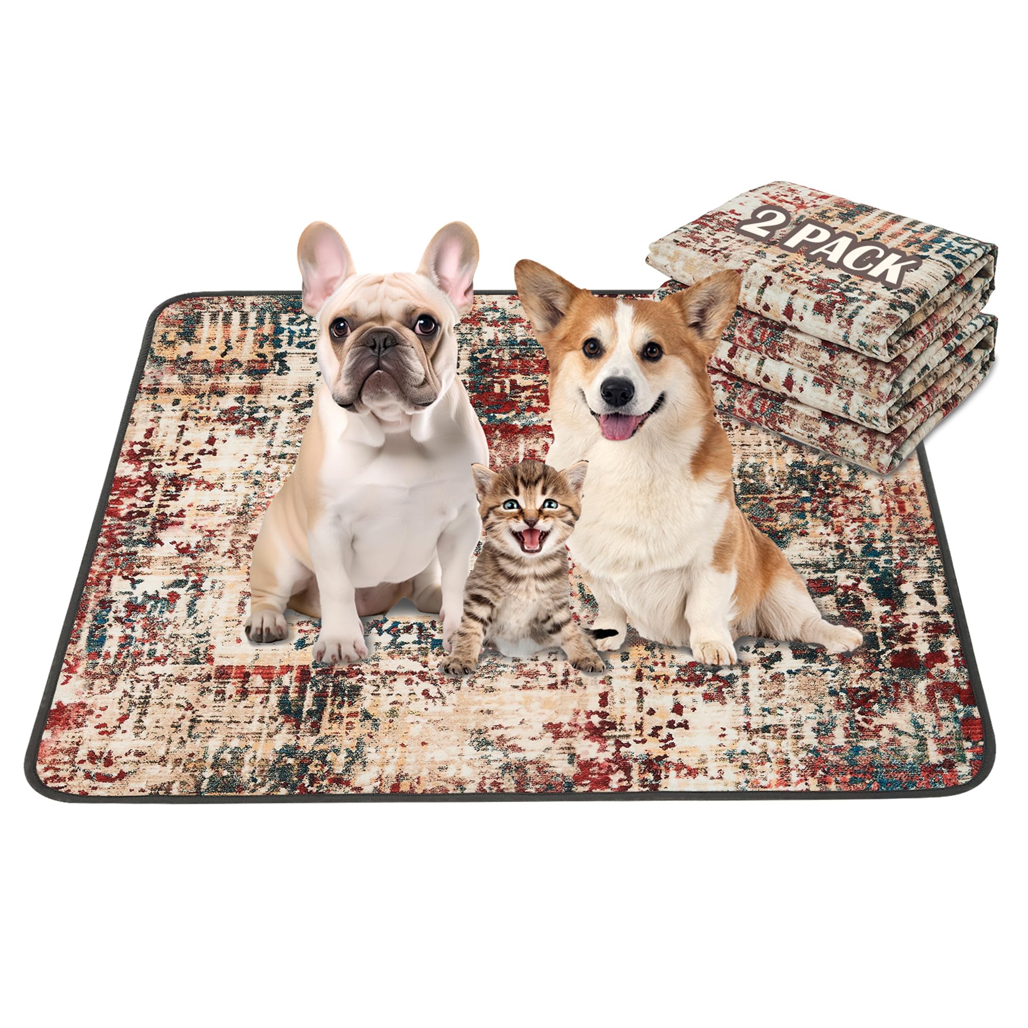 Qeils Washable Pee Pads for Dogs, Reusable Puppy Pads 36"x 41" 2 Pack