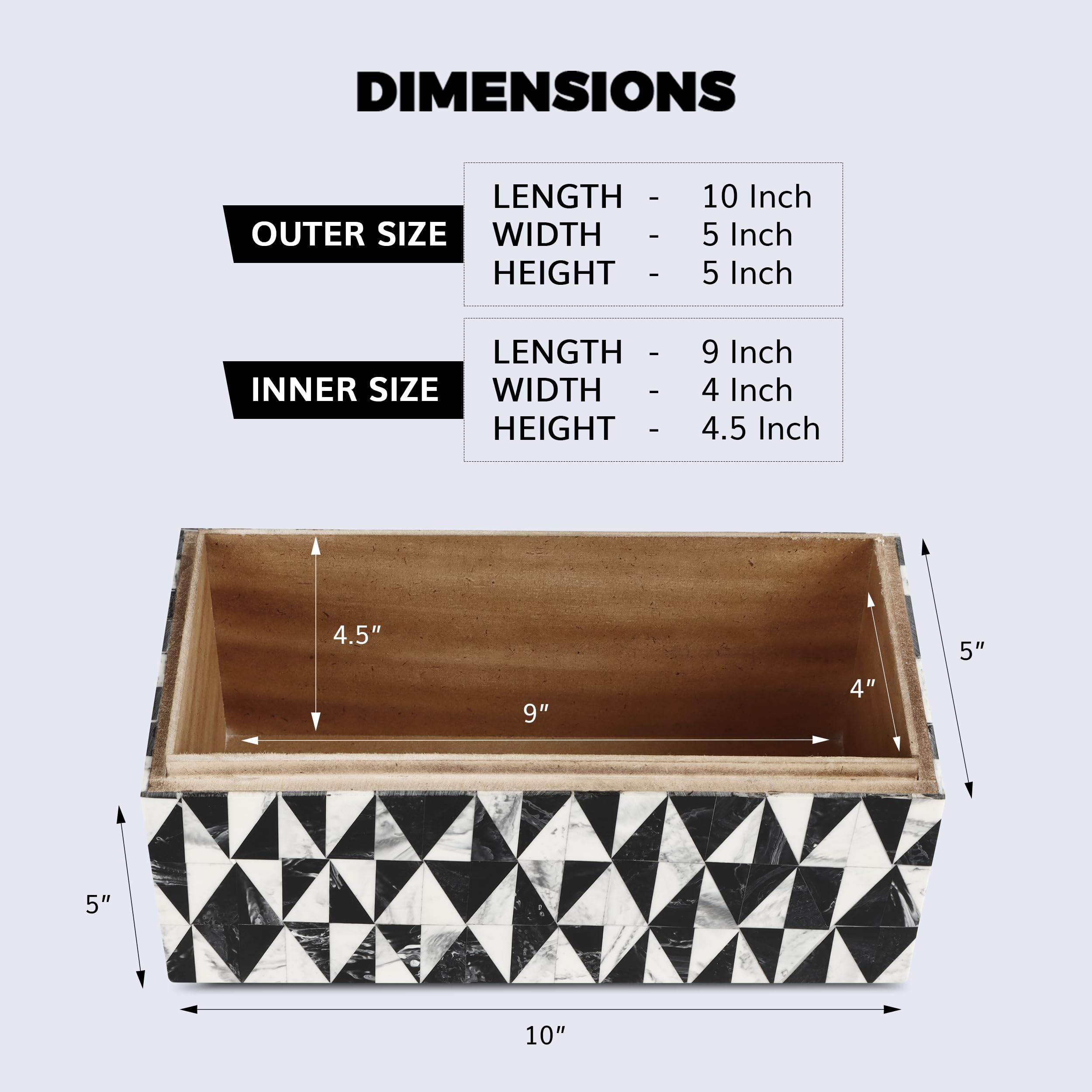 Handicrafts Home Decorative Organizer Box 10x5, Large Keepsake with Lid, Modern Storage Box, Bohemian Coffee Table Décor - Image 2