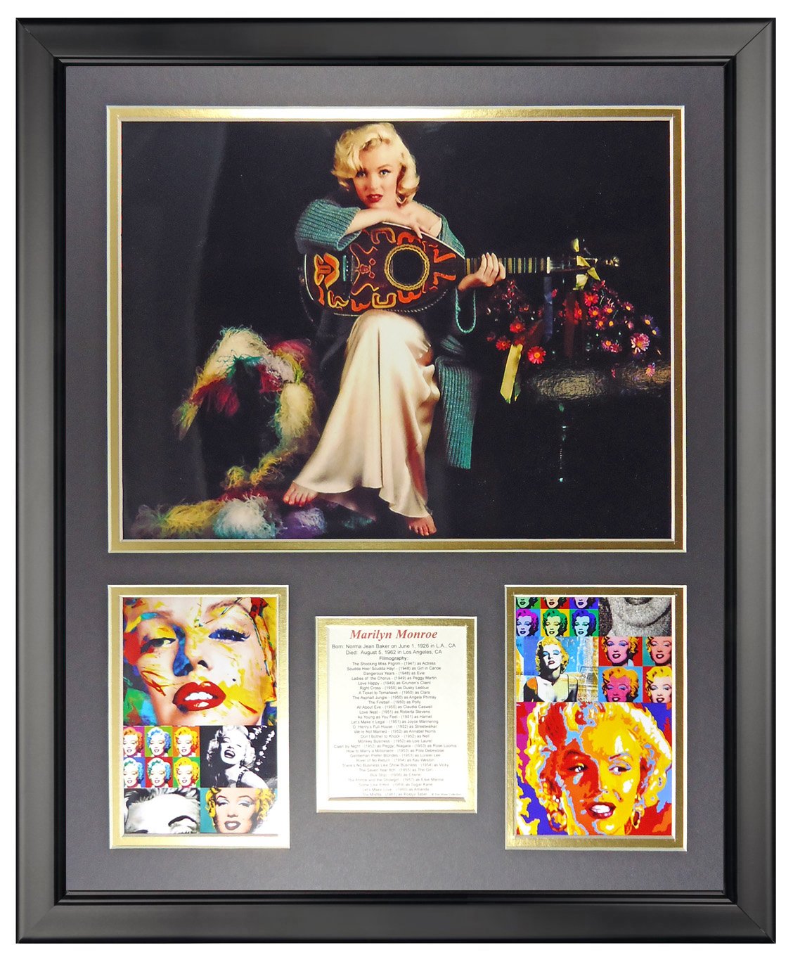 Photo encadrée Marilyn Monroe Guitare idée cadeau idéal passionné de musique