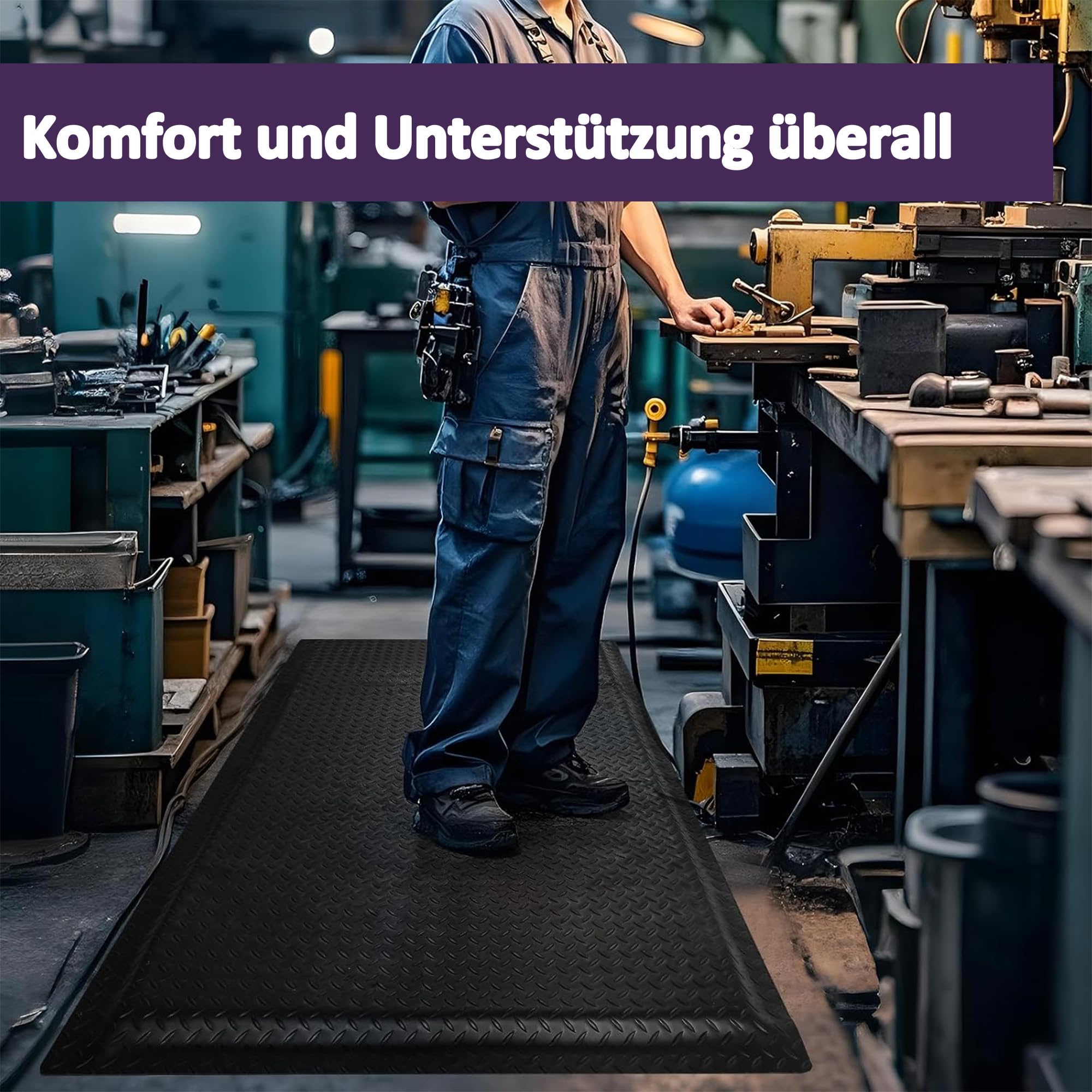 bimiti Anti Ermüdungsmatte für Steharbeitsplätze, Ergonomische Arbeitsplatzmatte für gesundes, 60 x 152 cm Antimüdigkeitsmatte, Wasserabweisende Anti Fatigue Stehmatte Steharbeitsplatz Fußmatten