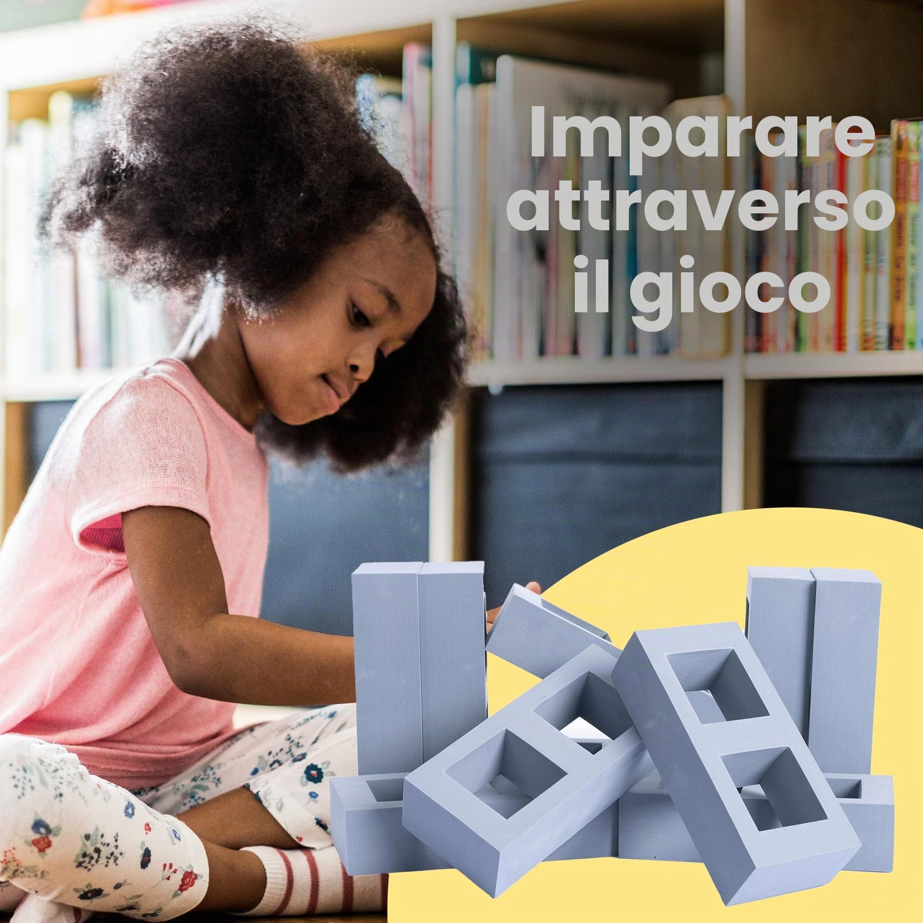 Bluecaps - Set di mattoncini in schiuma per bambini, costruisci immaginazione, abilità e forza attraverso il gioco interno/esterno (mattoni grigi, 24, conteggio)