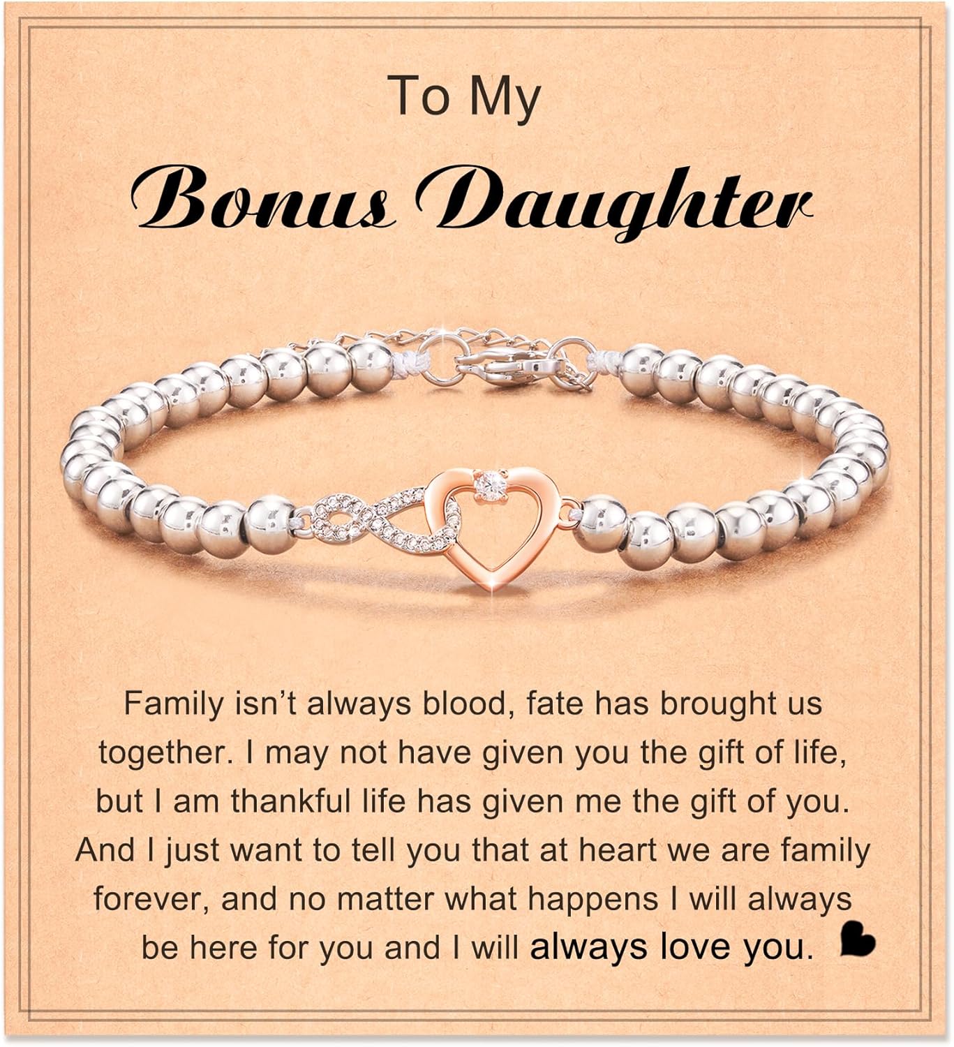 Shonyin Infinity Love Bracelet for Women Girls, Sister-in-law Bonus Daughter Girlfriend Daughter-in-law Great Grandma Bonus Mom