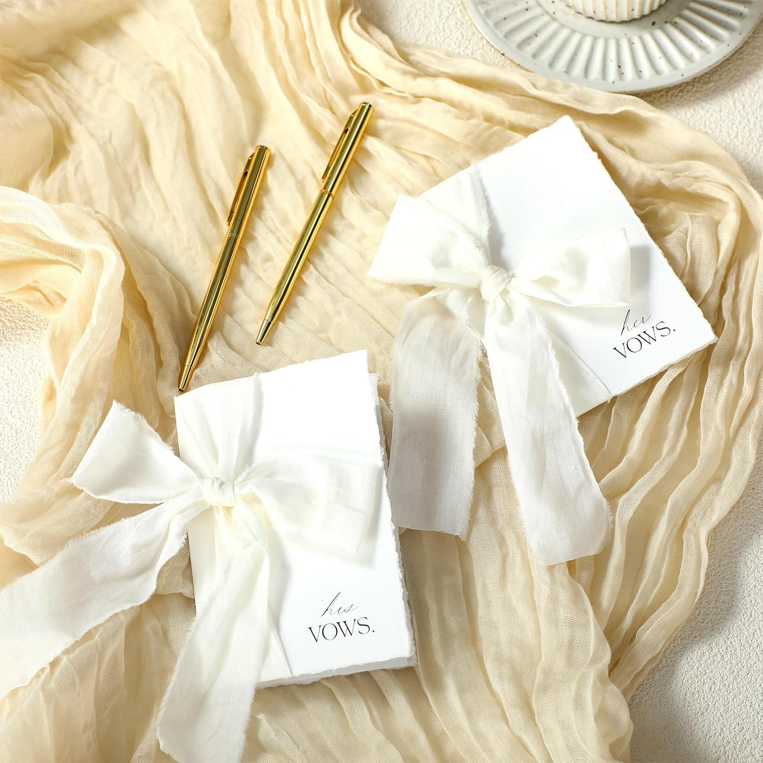 Engrowtic 2 Set 3.9x5.9His and Hers Vow Books Ribbon Pens Inch,Classic