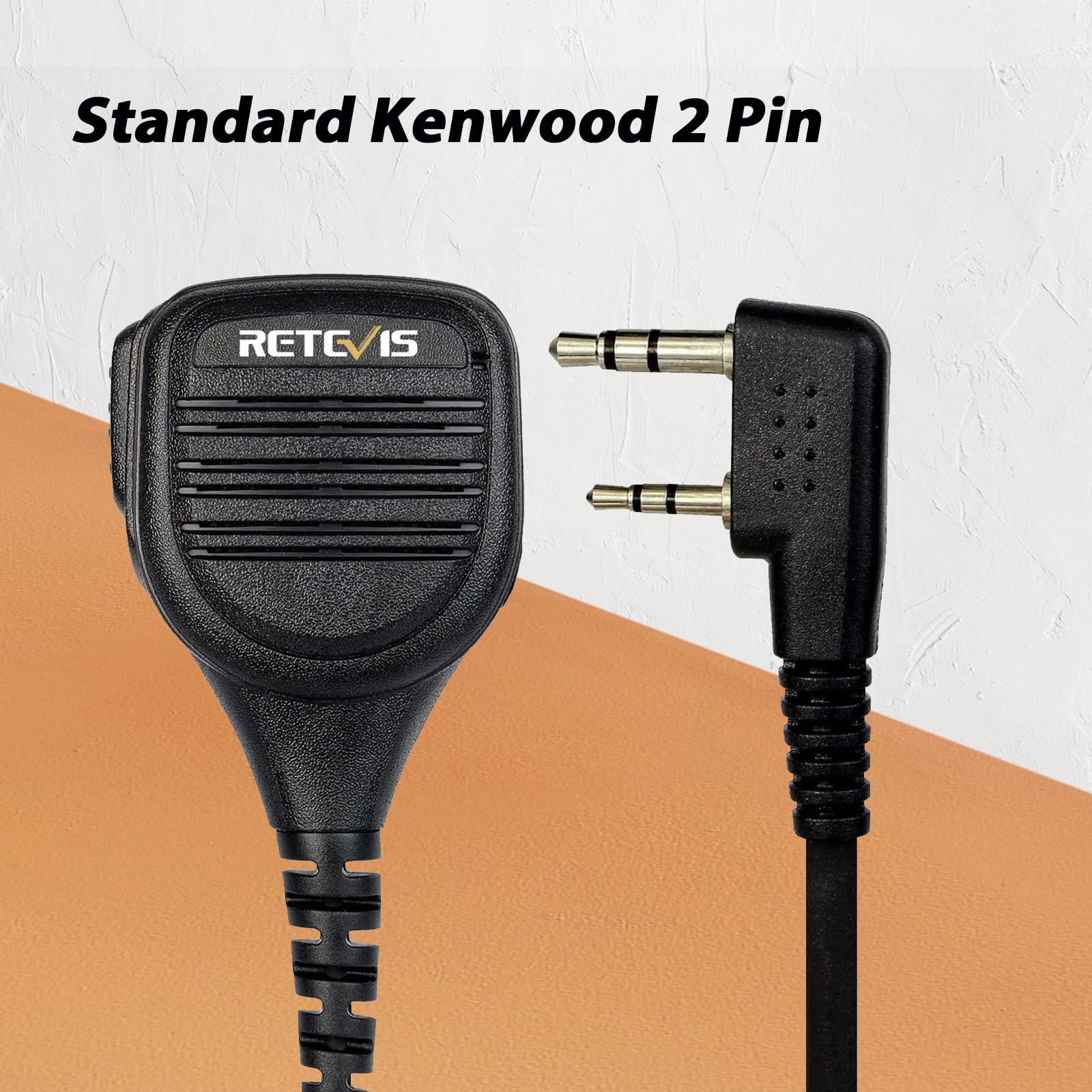 Retevis Microfono per Altoparlante a Distanza, Microfono a Spalla a 2 Pin, Compatibile con Walkie Talkies RT24 RT27 RT28 RT618 Baofeng UV-5R BF-888S Kenwood, Microfono per Altoparlante Radio (2 Pz)