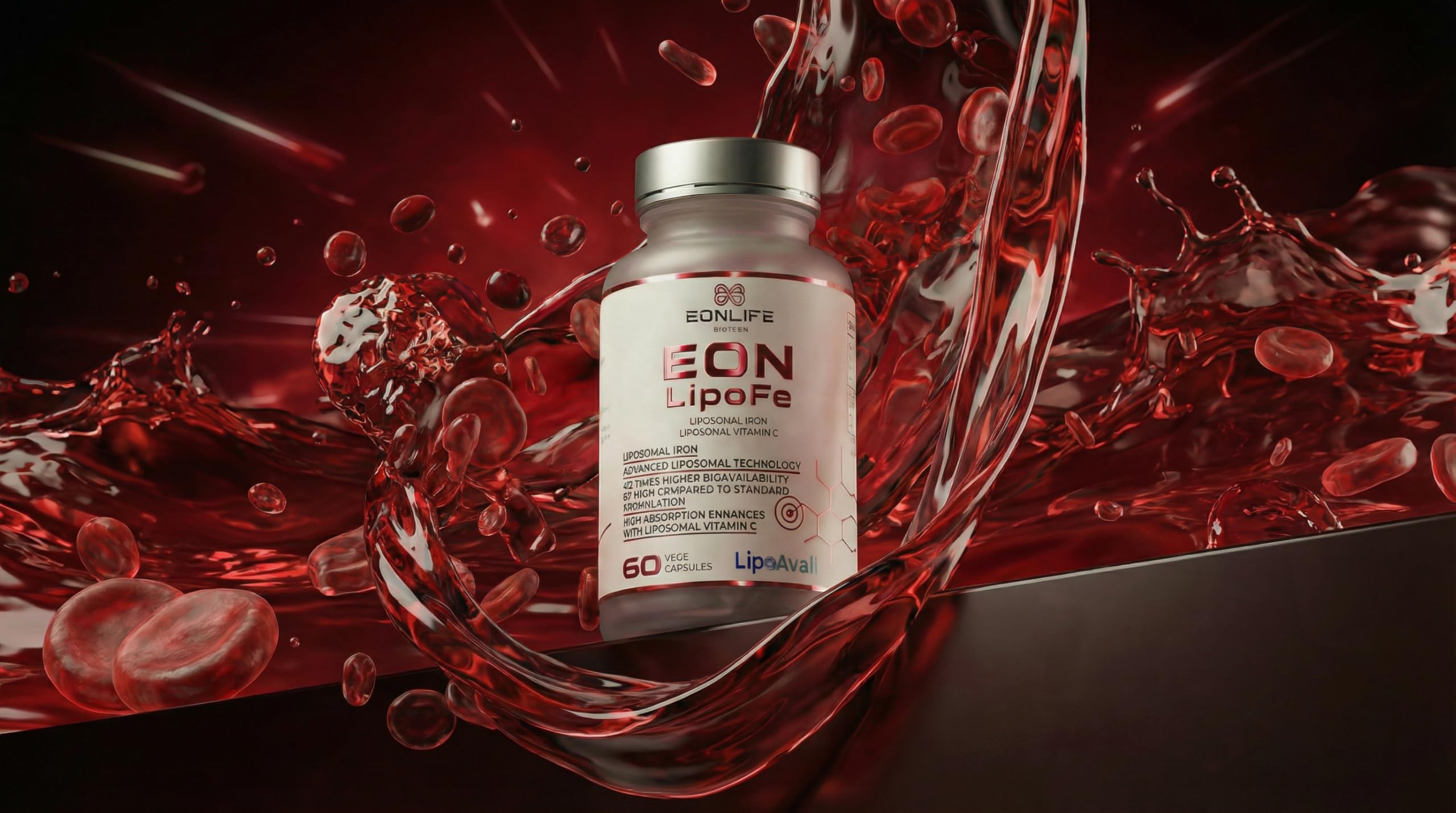 EON LipoFE – Hierro Liposomal Vegano con Vitamina C, Pack de 3 Botes | Hierro liposomal con vitamina C en cápsulas veganas.