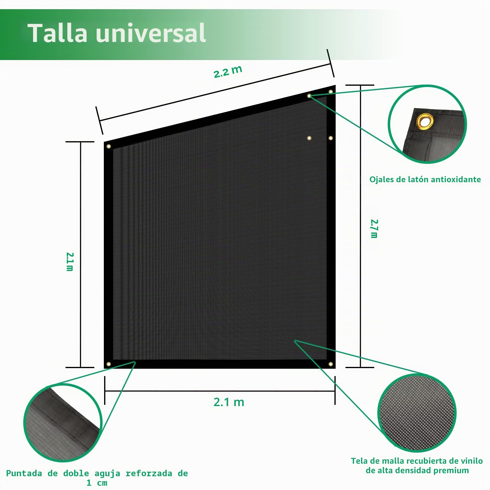 Toldo Lateral para Caravana, 9 x 7 pies, Malla Negra Transpirable para toldo de Remolque, Kit Completo de Bloqueador Solar UV