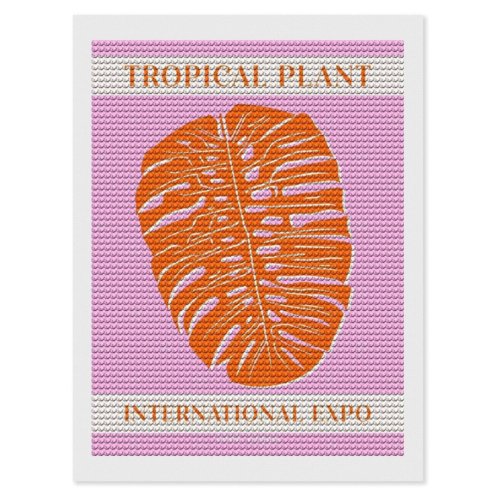 Junmoney Tropical Monstera Diamond Painting Canvas Set 12"x16", for Women, Pleasing Wall Art Project, Aesthetic Room Decor, Gift Idea